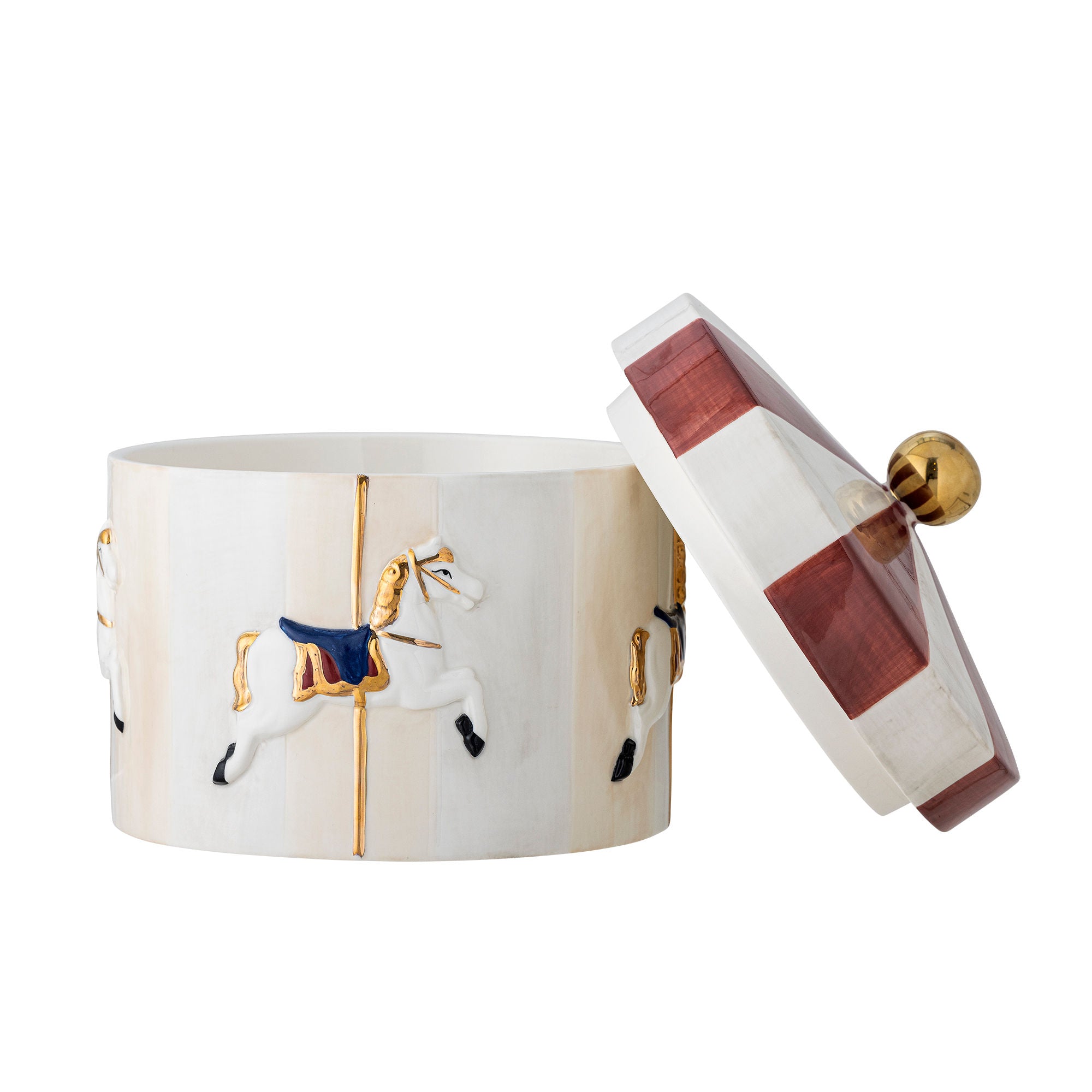 Bloomingville Merry-Go-Round Jar w/lock, röd, stengods