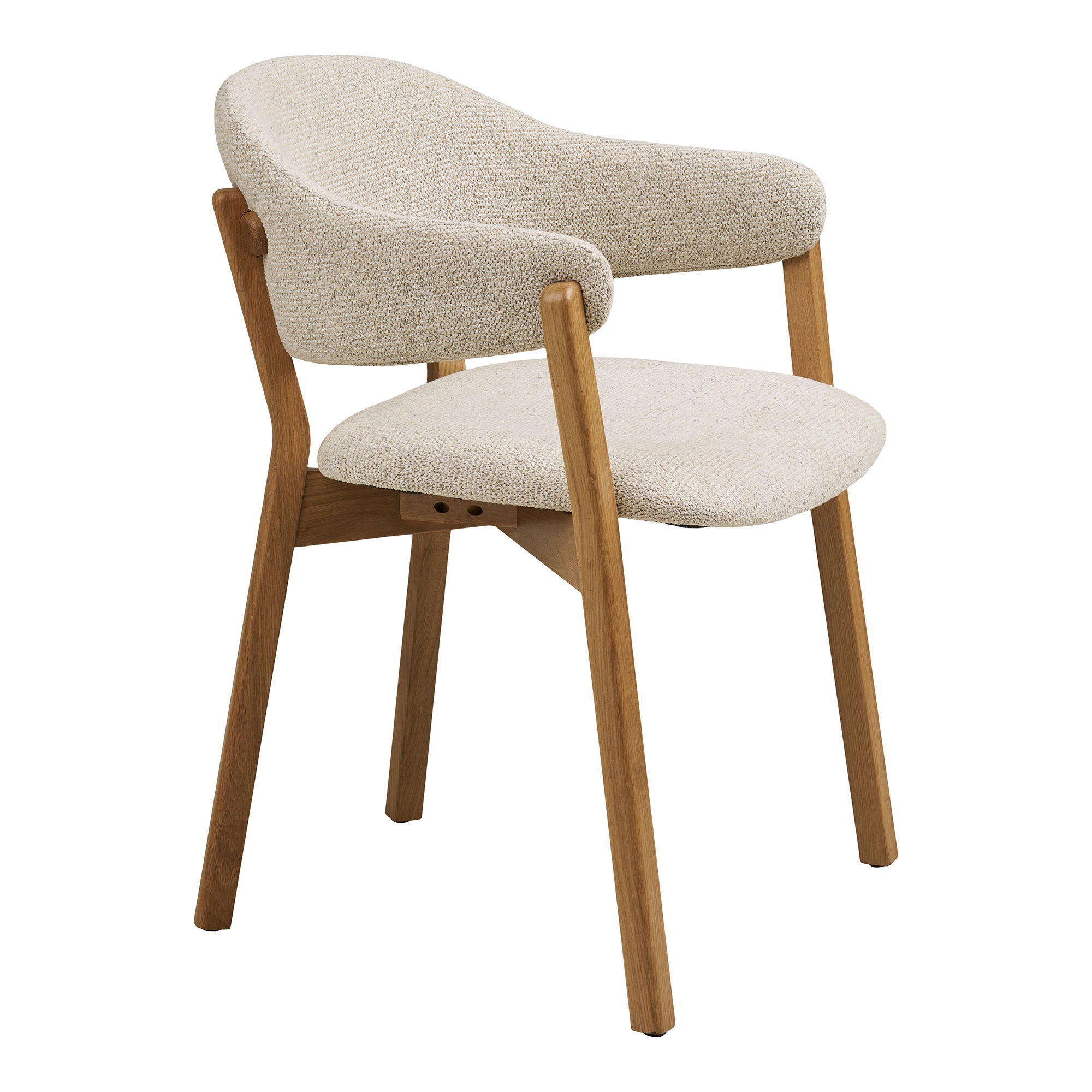 Dunkirk matbordsstol - matstol, armstöd, ek med tygstol, beige hn1318