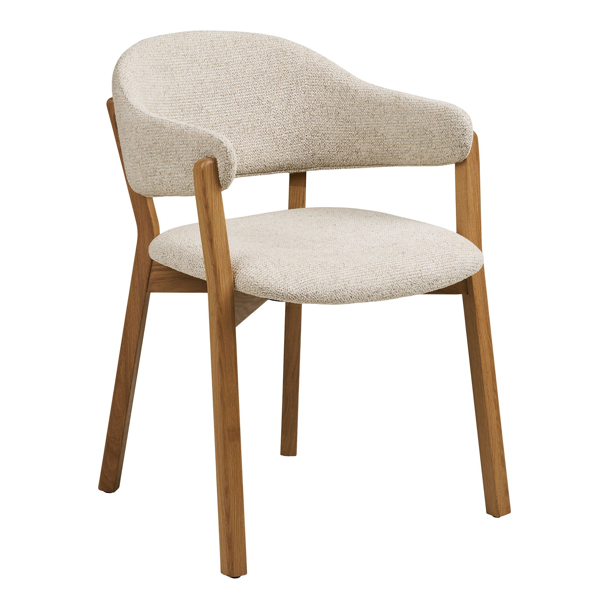 Dunkirk matbordsstol - matstol, armstöd, ek med tygstol, beige hn1318