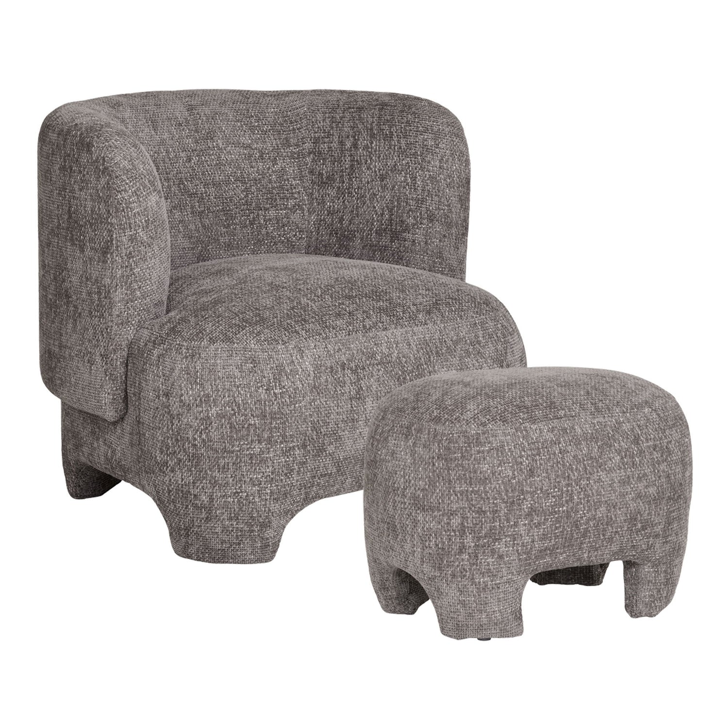Nazare Set - Lounge Chair and Puff, Grey, HN1280