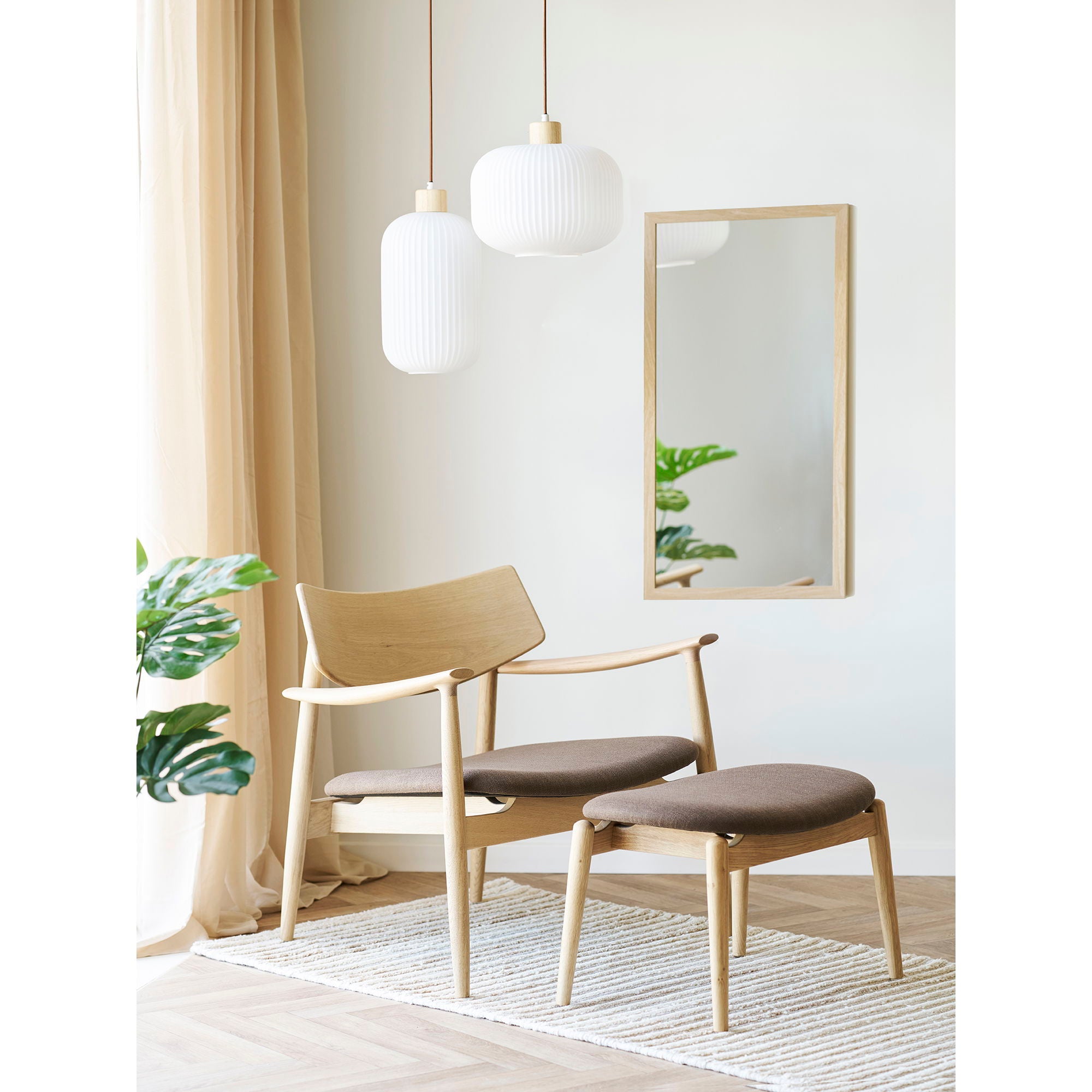 Olvera Set - Lounge Chair and Foot Pall, Nature/Brown HN1084