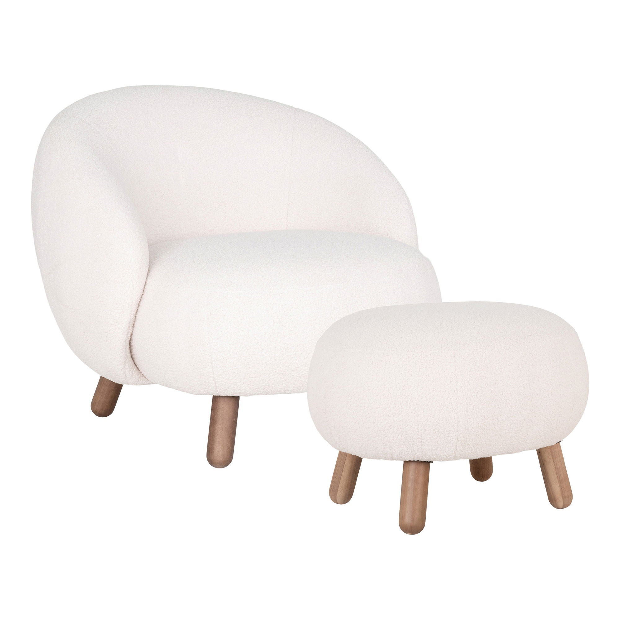 Savona Set - Lounge Chair and Puff, White HN1094