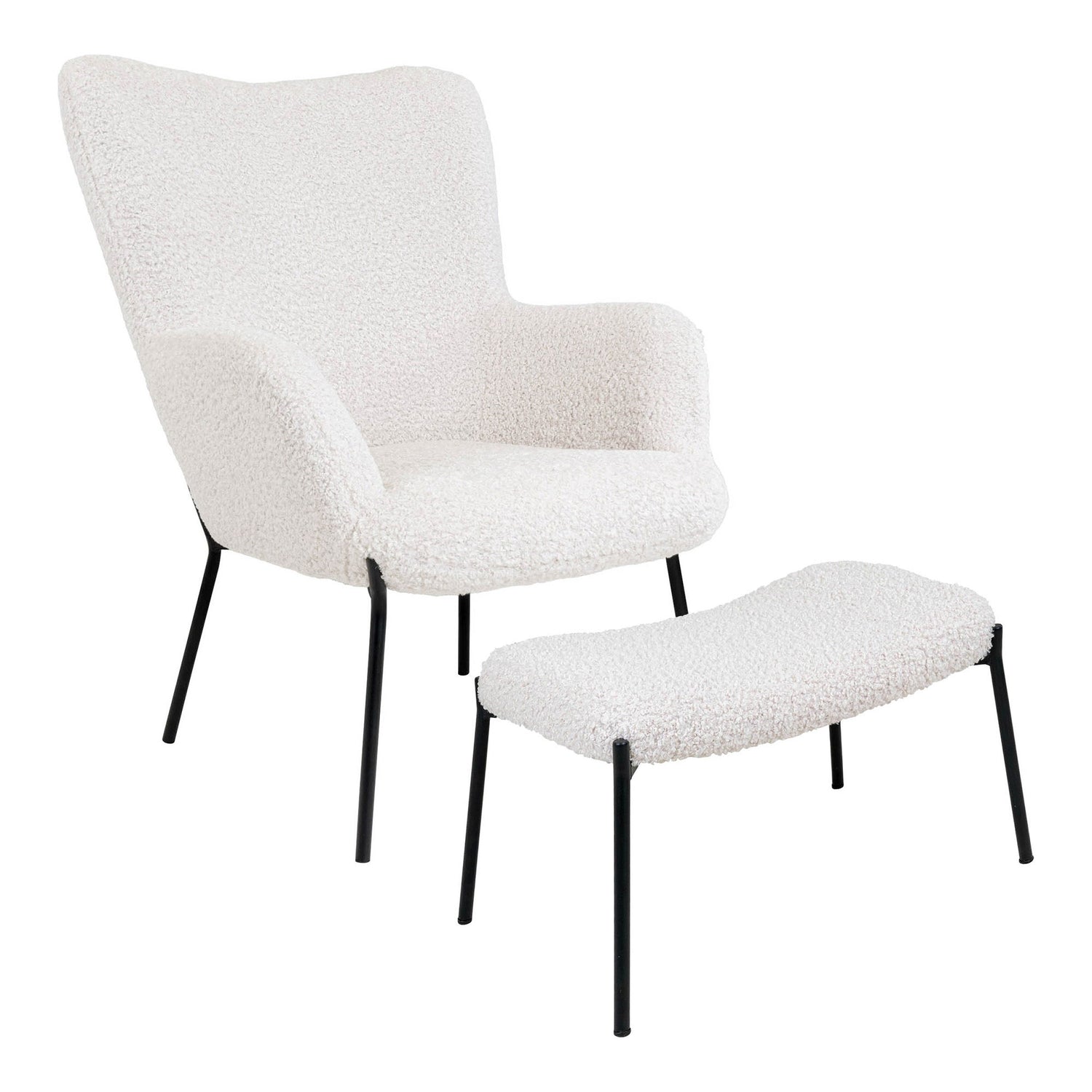 Glasgow Set - Lounge Chair and Foot Pall, White HN1090