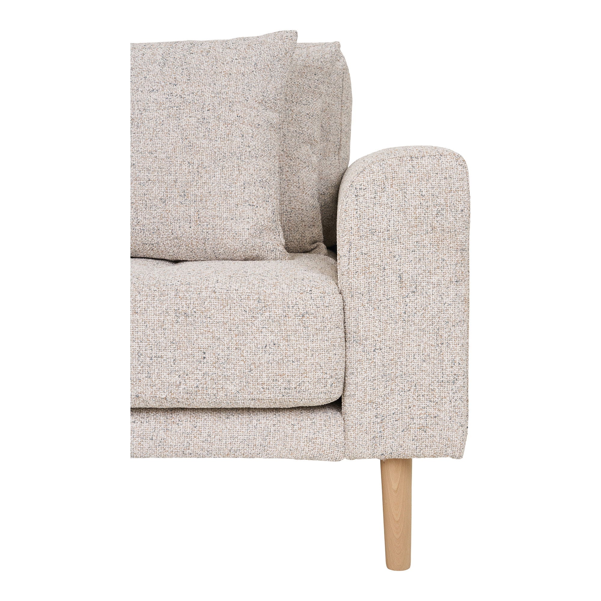 Lido Lounge soffa - Lounge soffa, kvar i beige melet med fyra kuddar och natur träben, HN1015