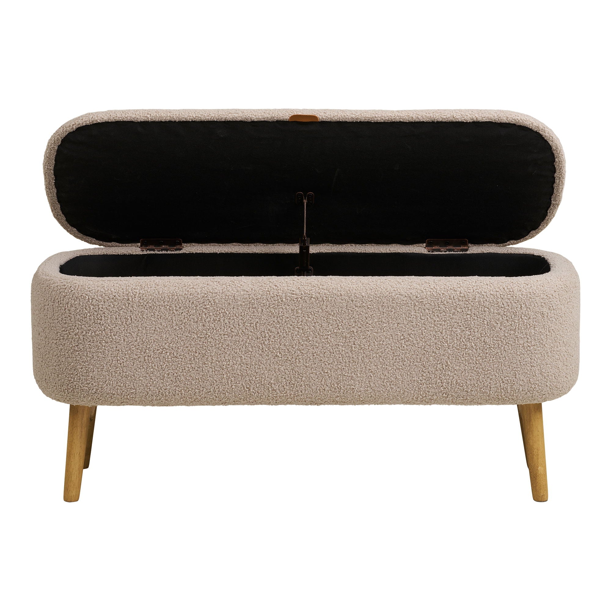 Harlow Bench - Bench With Storage, Bouclé, Beige 95x37x45 CM, HN1063