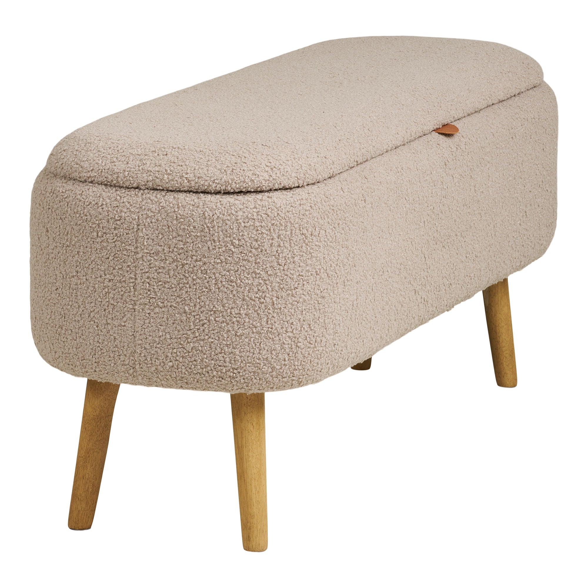 Harlow Bench - Bench With Storage, Bouclé, Beige 95x37x45 CM, HN1063