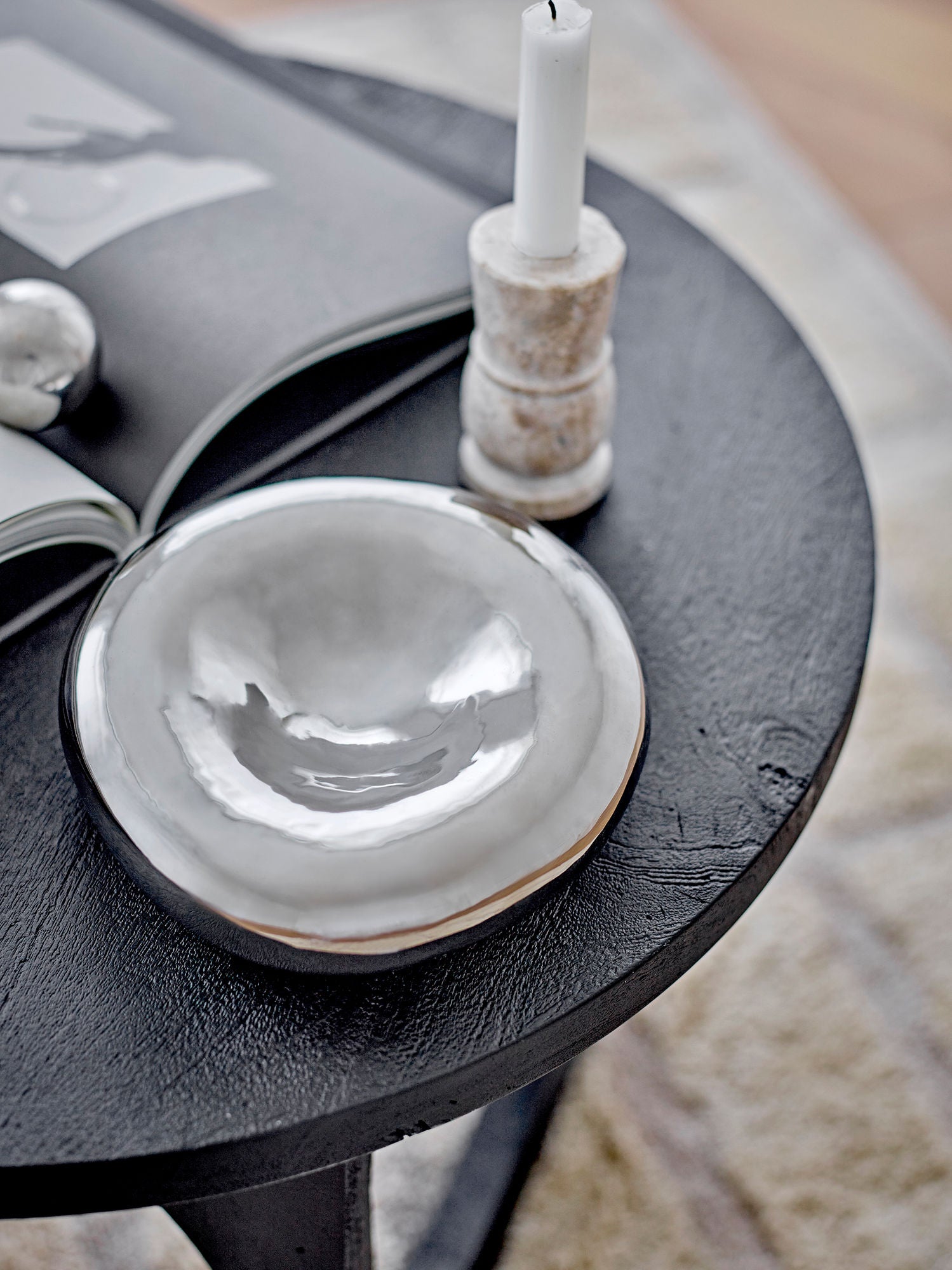 Bloomingville Shine Bowl, Silver, Stoneware