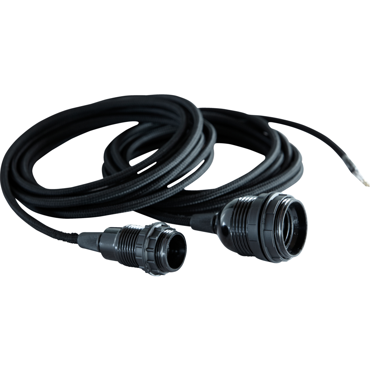 Tygsladd med uttag och två bana ringar, E14, svart