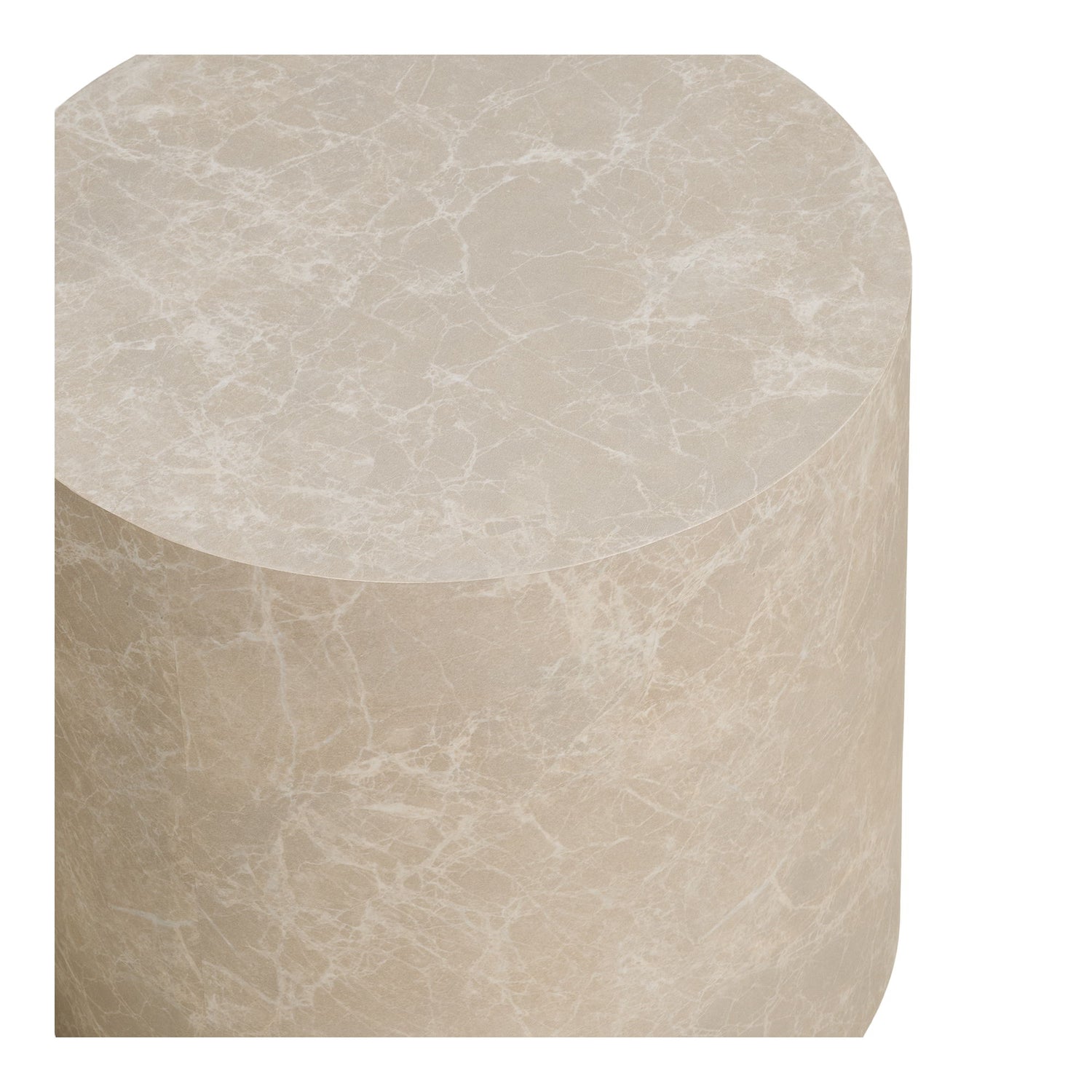 Prag soffbord - soffbord, marmorutseende, rund, beige uppsättning av 2