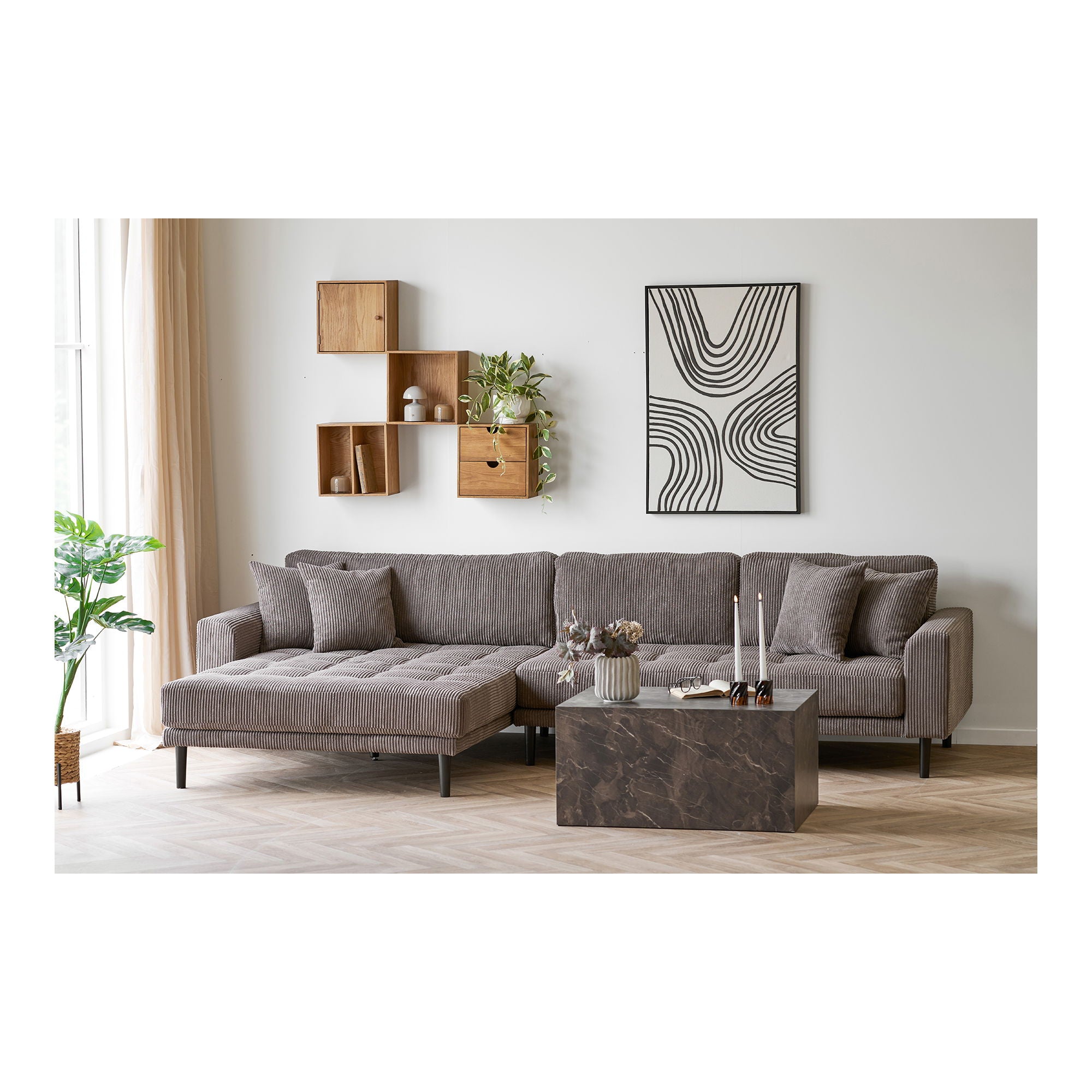 Prag soffbord - soffbord, marmorutseende, brun 60x80x40 cm