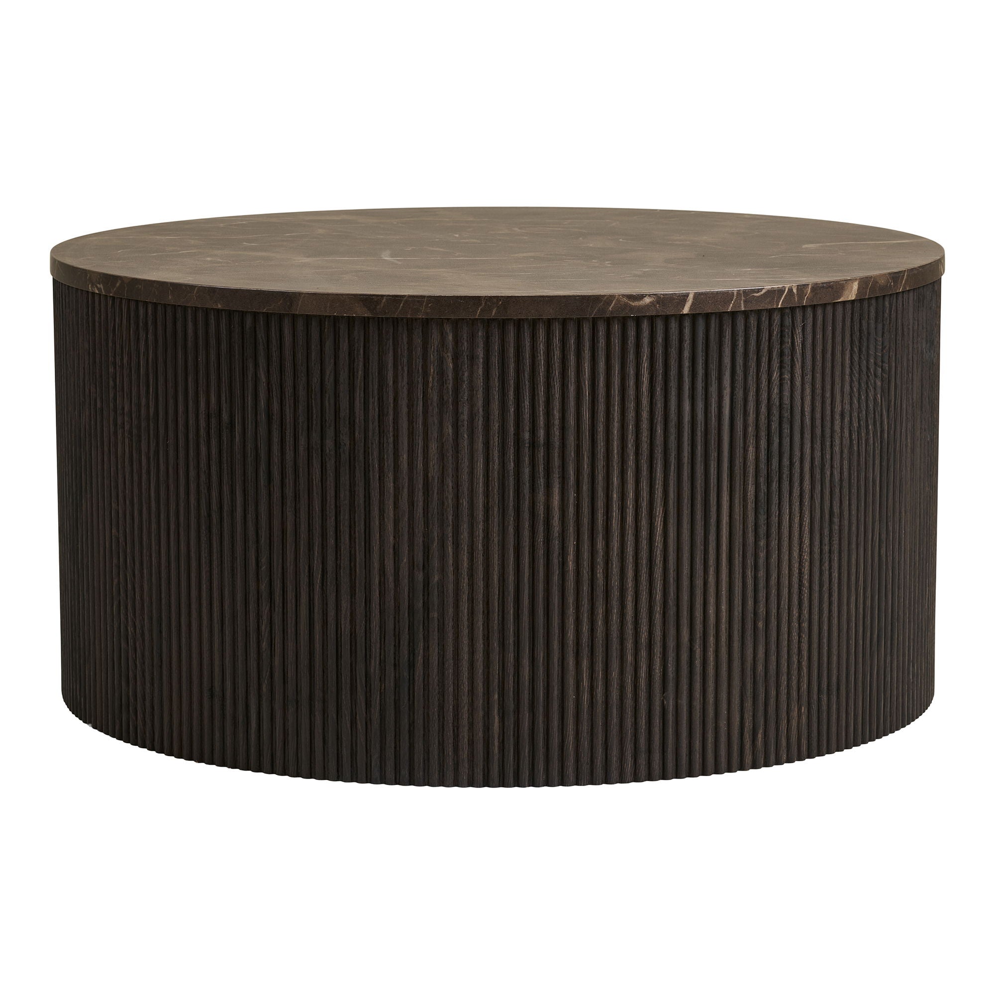 Rota soffbord - soffbord, marmorutseende, mörkbrun Ø80x40 cm