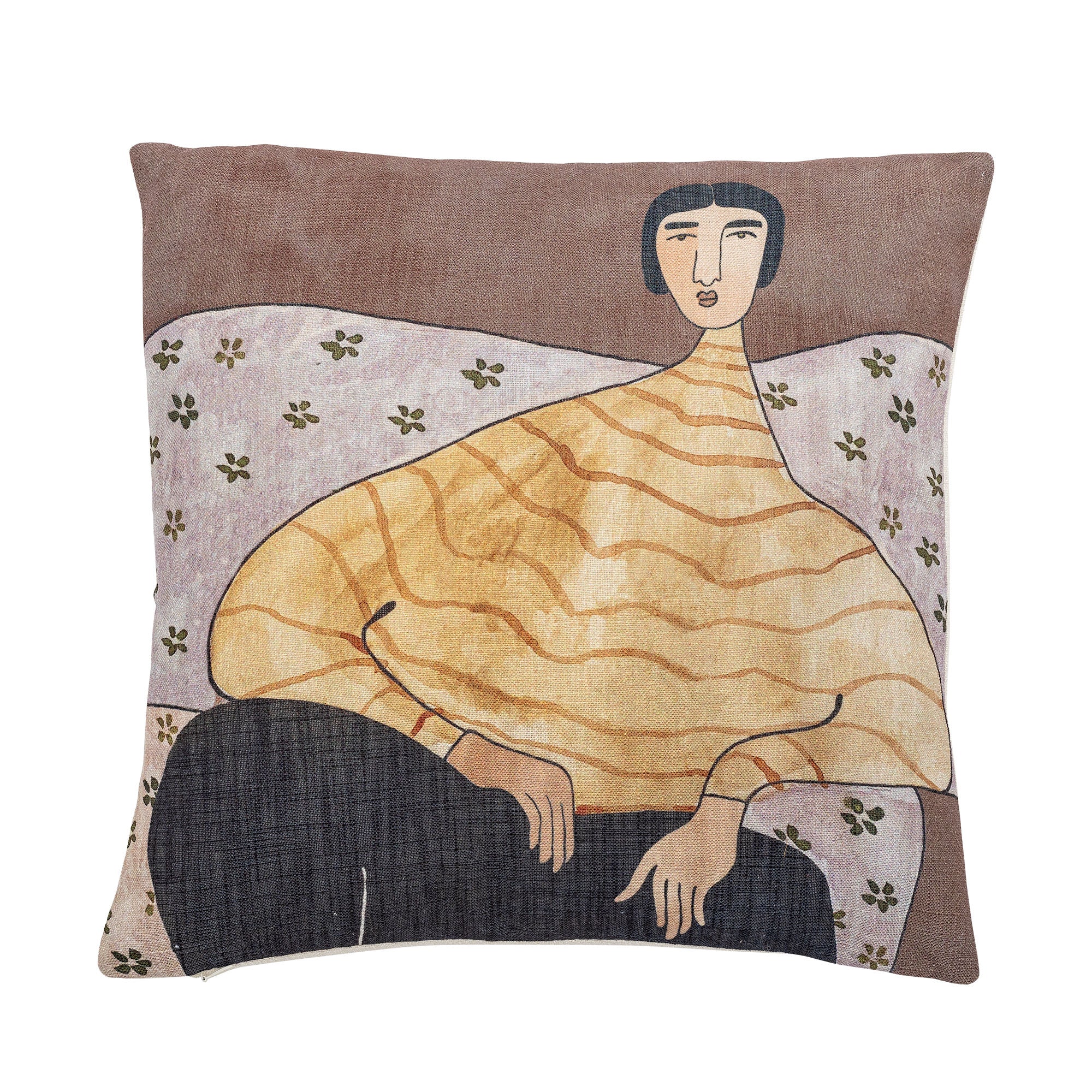 Bloomingville Zita kudde, gul, polyester