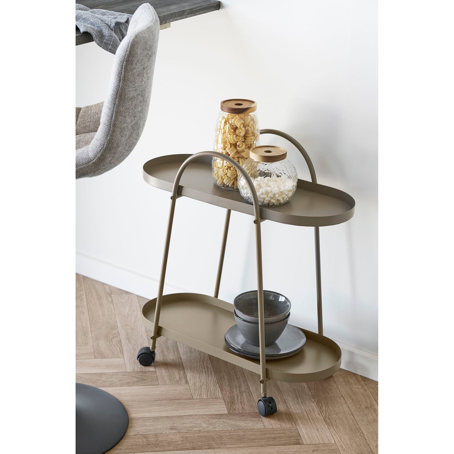 Empoli Bar Trolley - Barvagn, 2 hyllor, stål, brun 27,5x60x64 cm