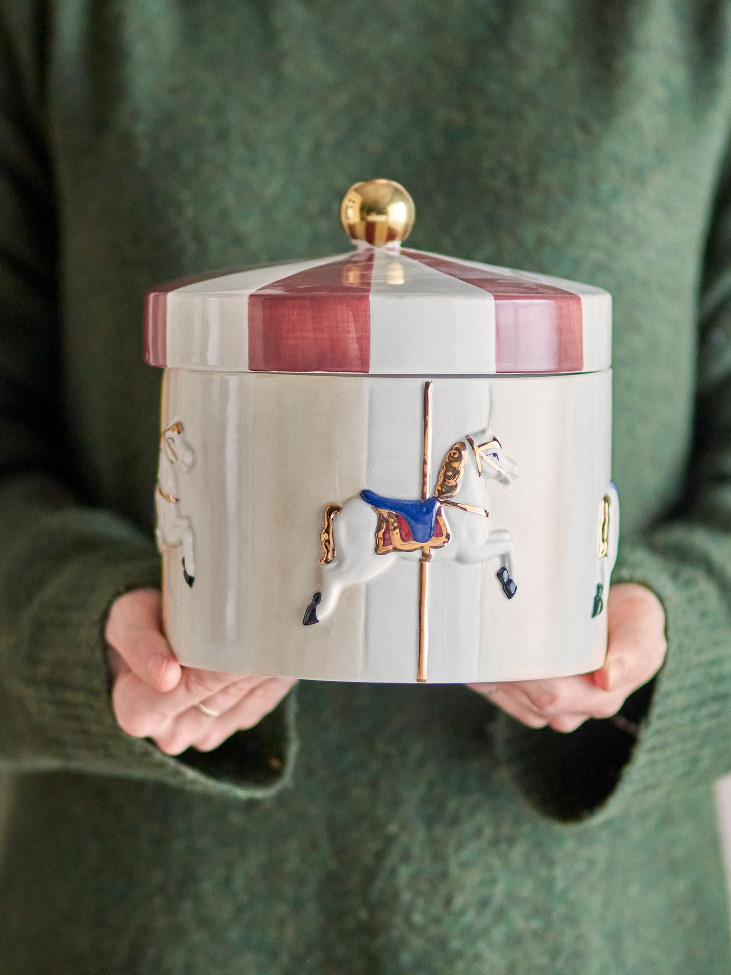 Bloomingville Merry-Go-Round Jar w/lock, röd, stengods