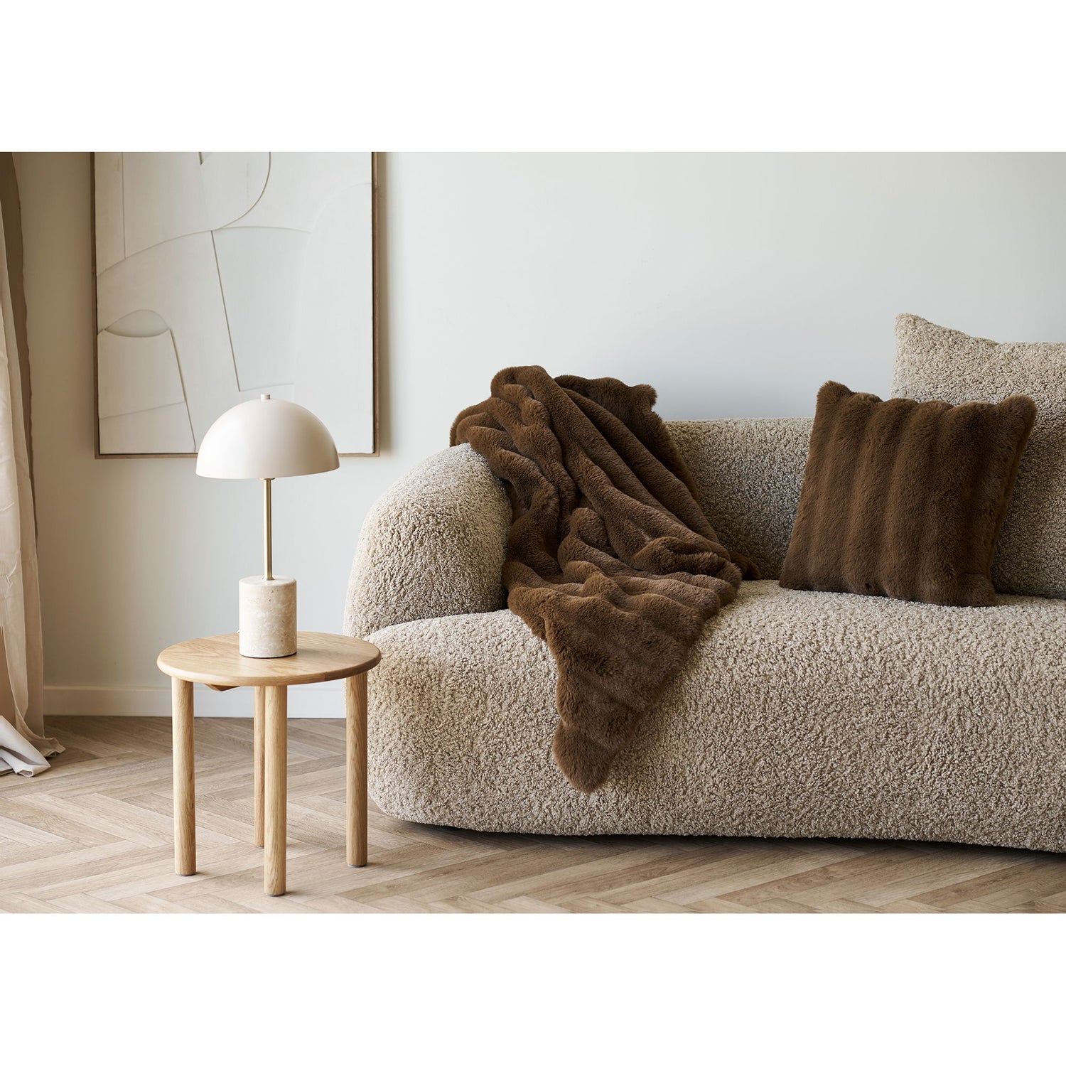 Galena kudde - kudde, imitation päls, brun 45x45 cm