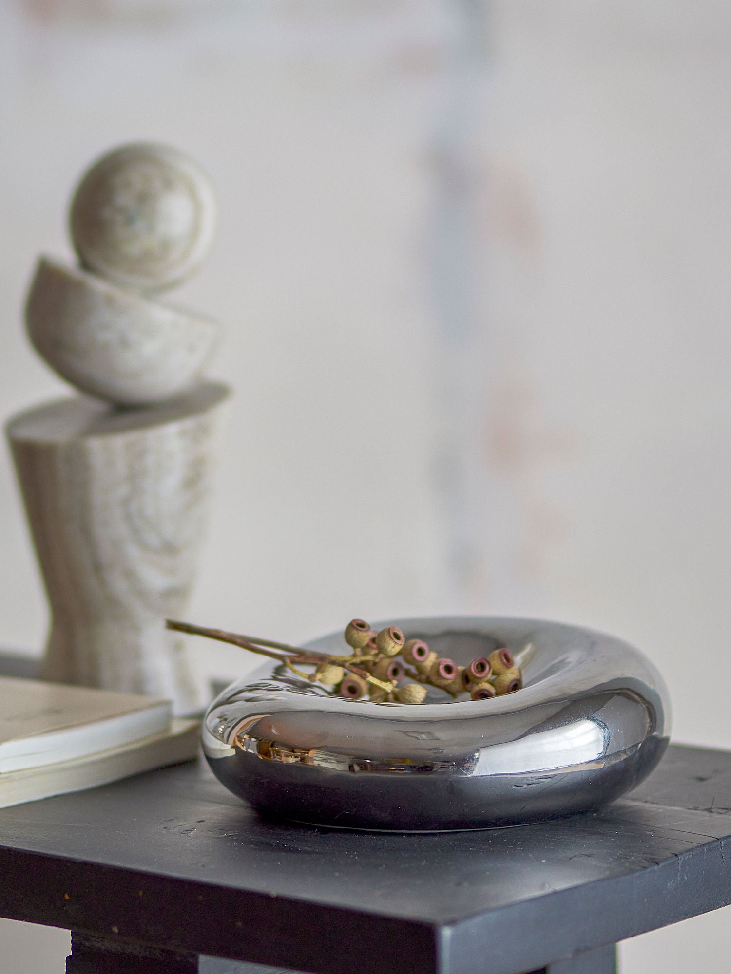 Bloomingville Shine Bowl, Silver, Stoneware