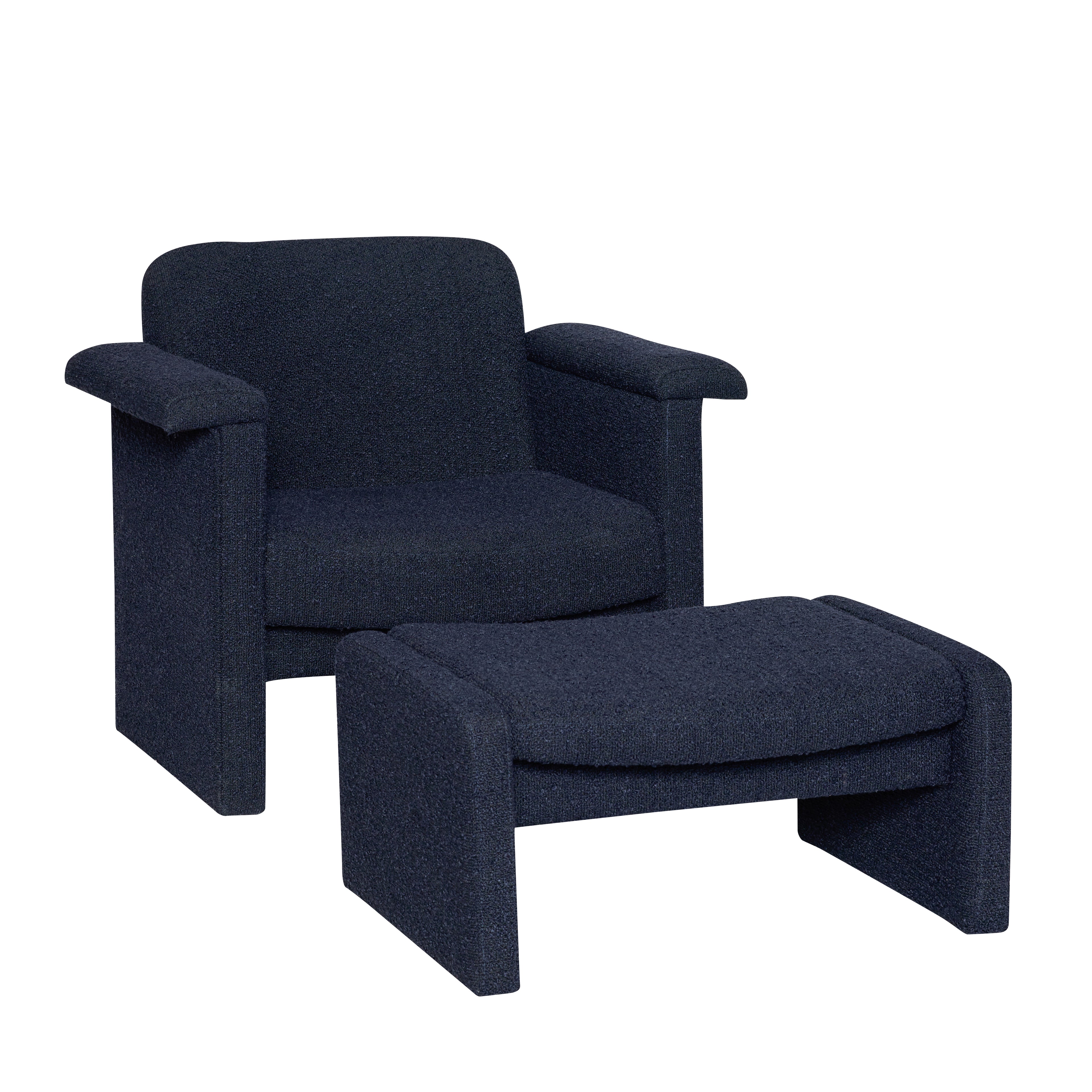 Softy Lounge stol Mörkblå (set med 2) - 96x73xh78cm, 76x55xh35cm