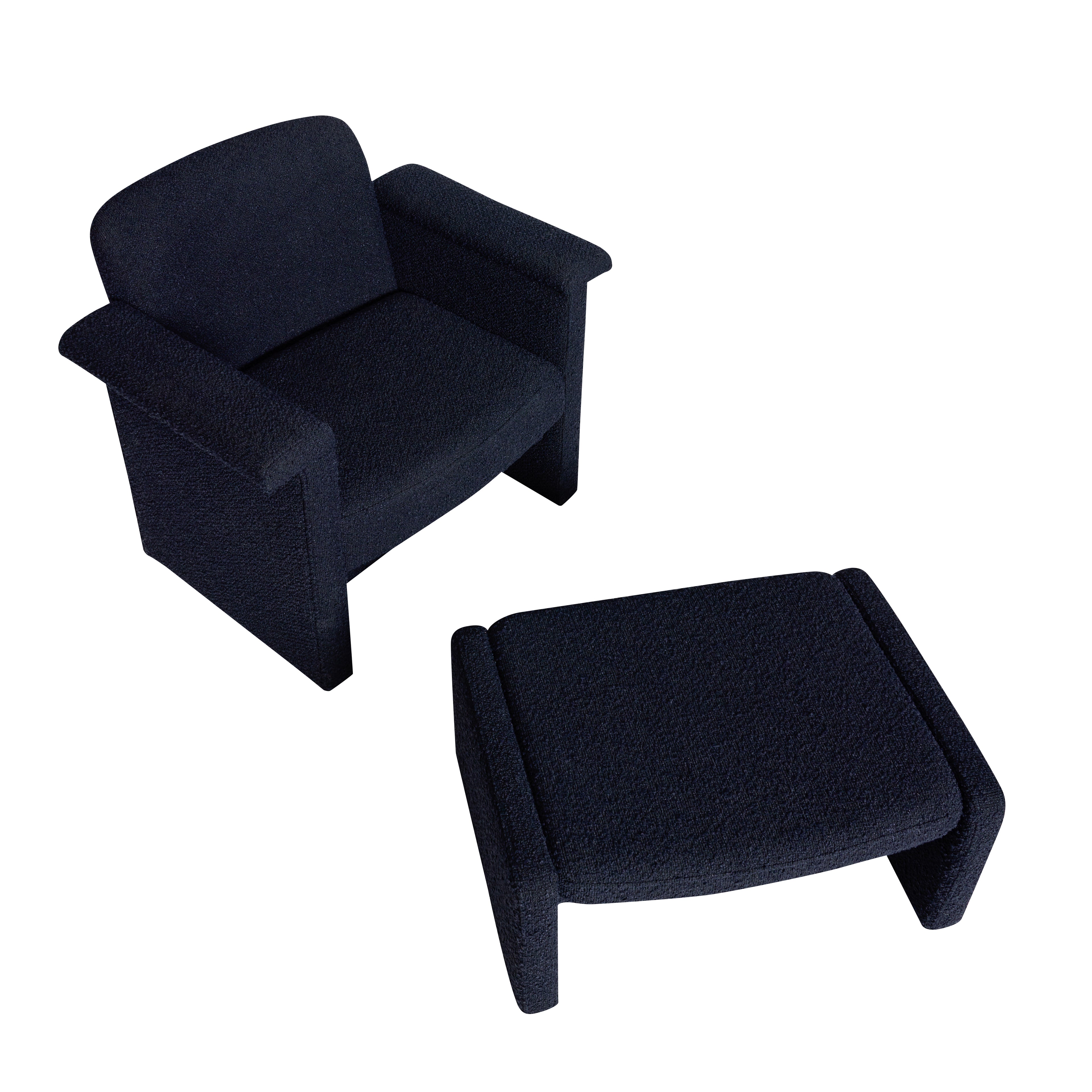 Softy Lounge stol Mörkblå (set med 2) - 96x73xh78cm, 76x55xh35cm