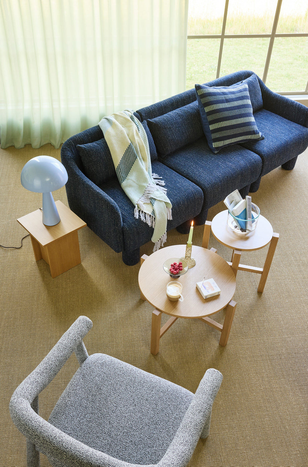 Elegance Soffa Mörkblå - 224x73xH74