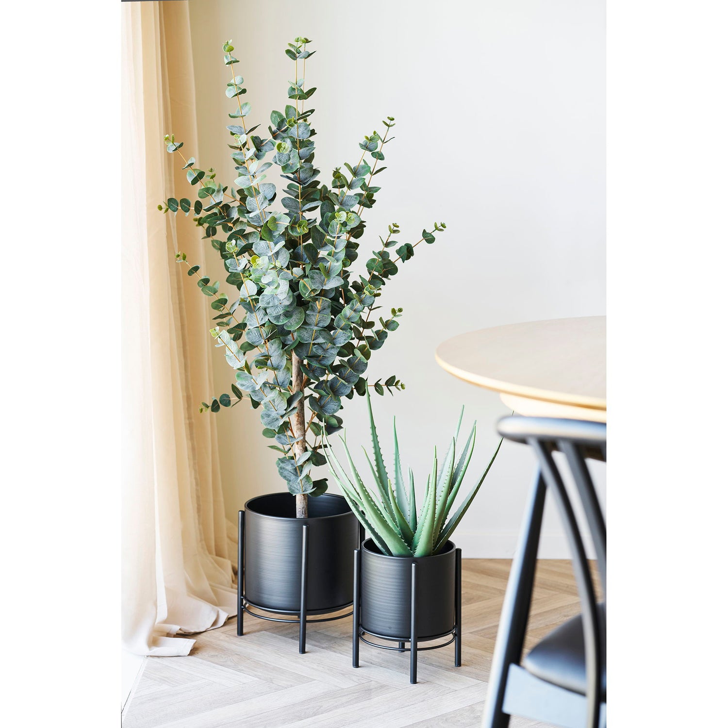 Örtpott - örtpanna, stål, svart uppsättning av 2