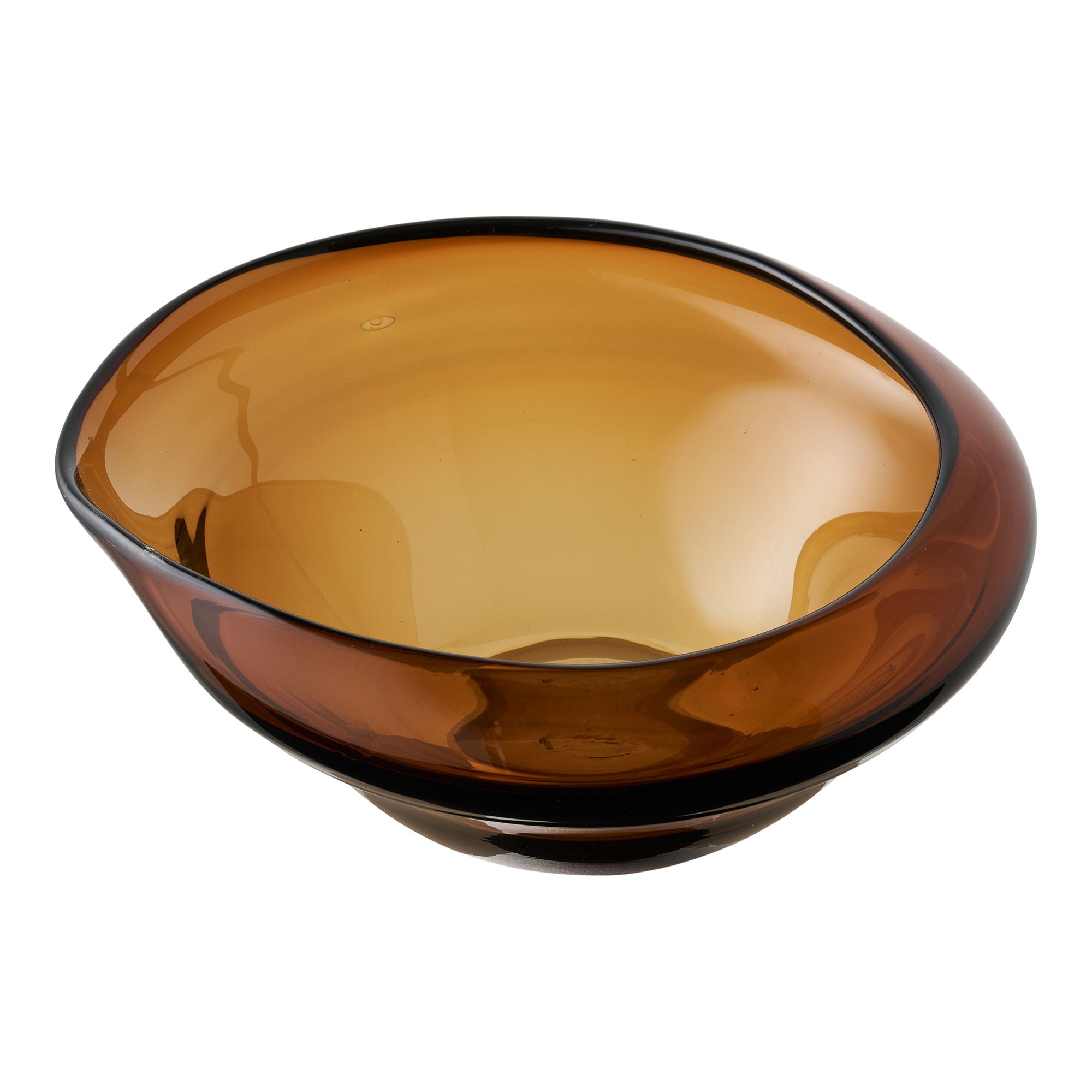 Skål - skål, munblåst glas, rökt brun 29x26x11 cm