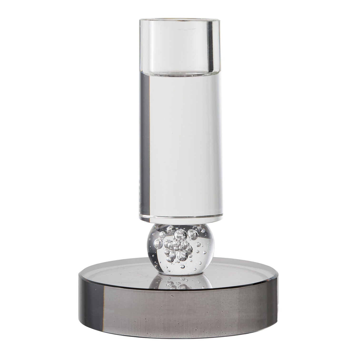 Ljusstake - Ljusstake, glas, grå/vit Ø9x13 cm