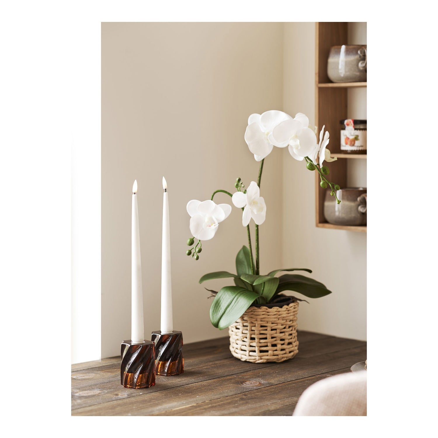 Ljusstake - Ljusstake, glas, rökt brun uppsättning av 2