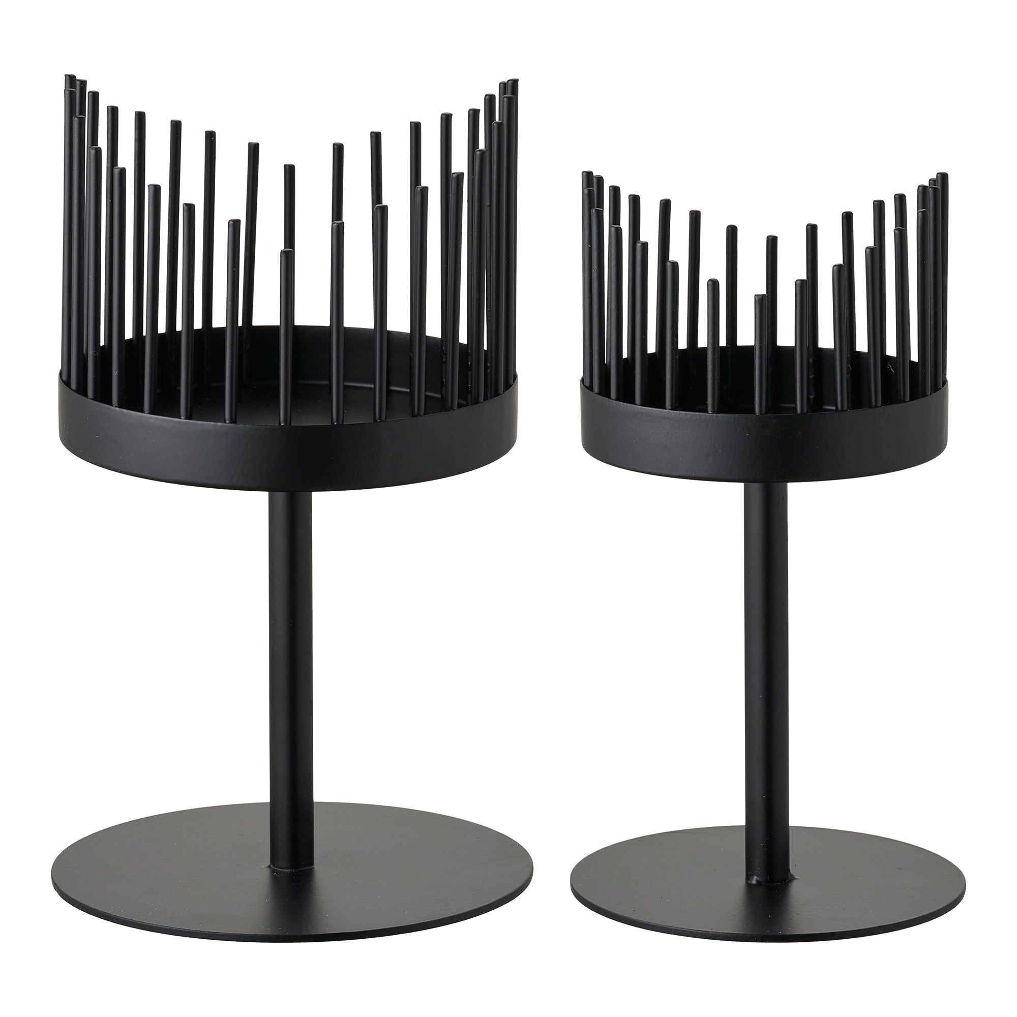 Ljusstake - Ljusstake, stål, svart uppsättning av 2