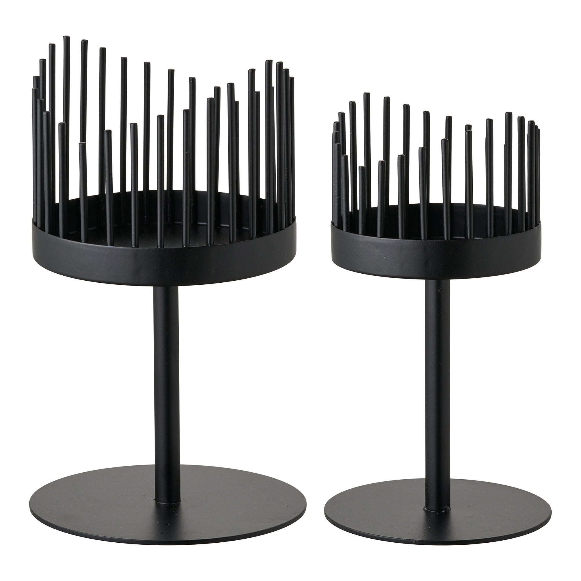 Ljusstake - Ljusstake, stål, svart uppsättning av 2