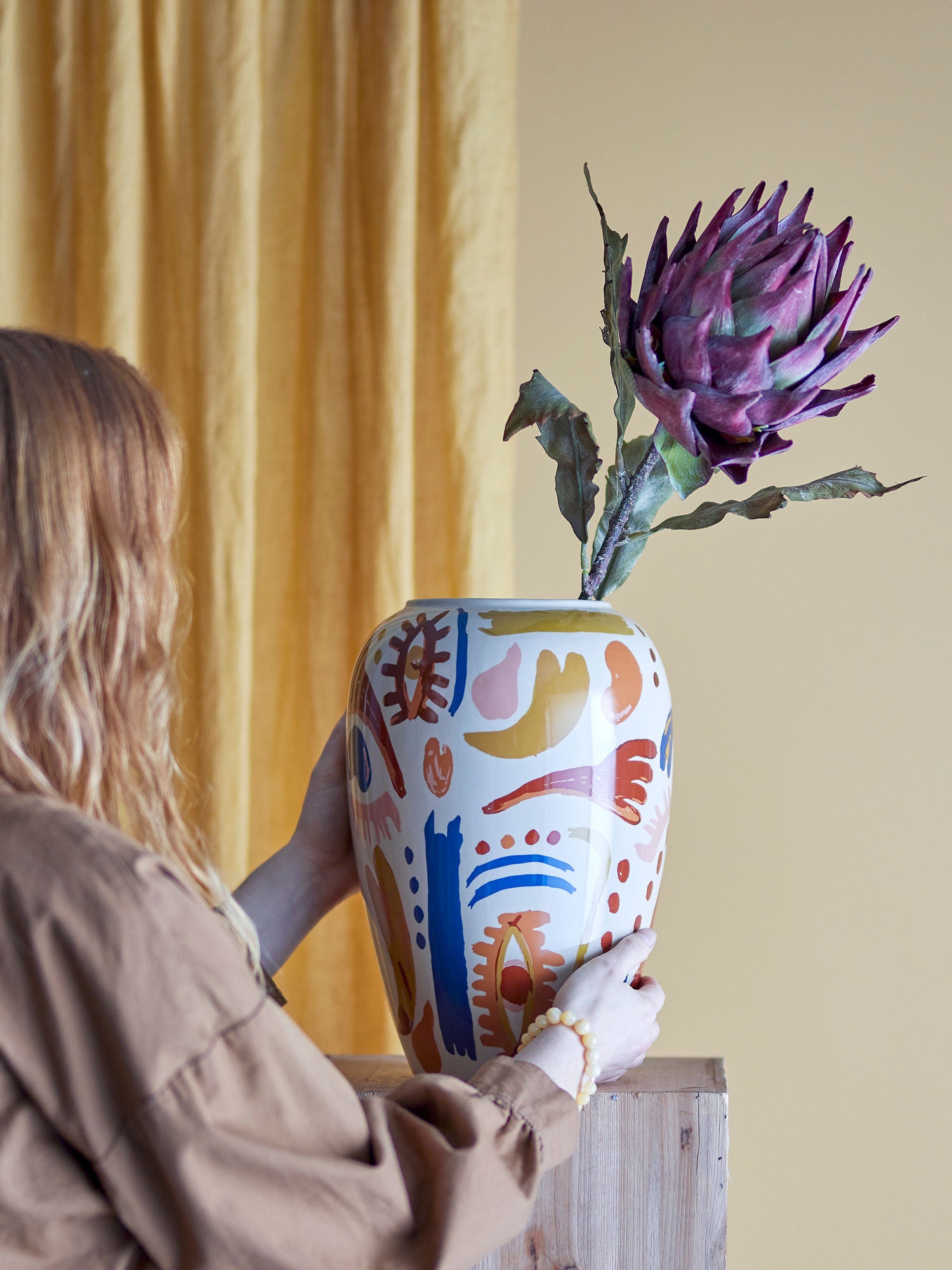 Bloomingville Horus Vas, Orange, Stengods