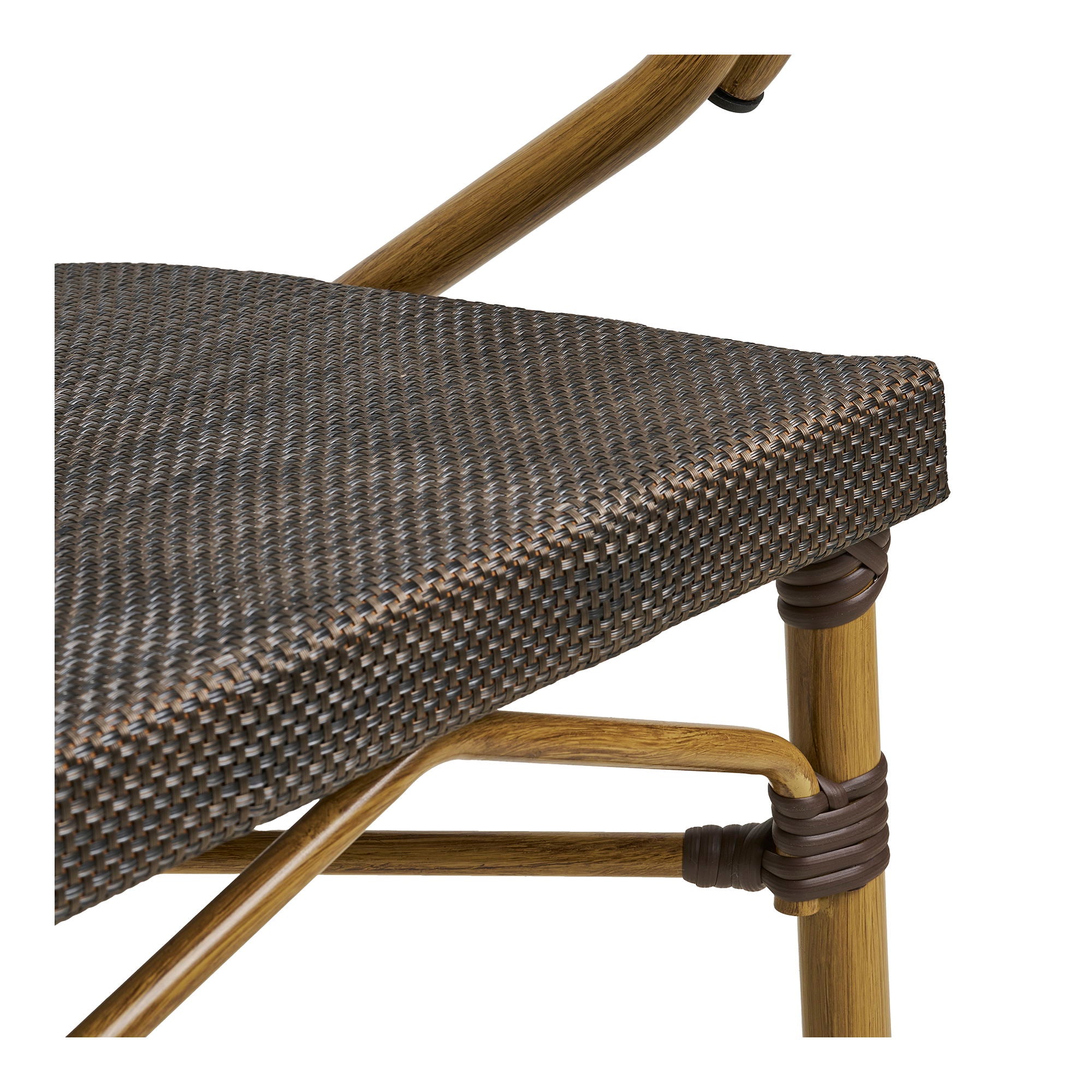 Calda matbordsstol - matstol, aluminium/textilier, mörkbrun, bambu look ben