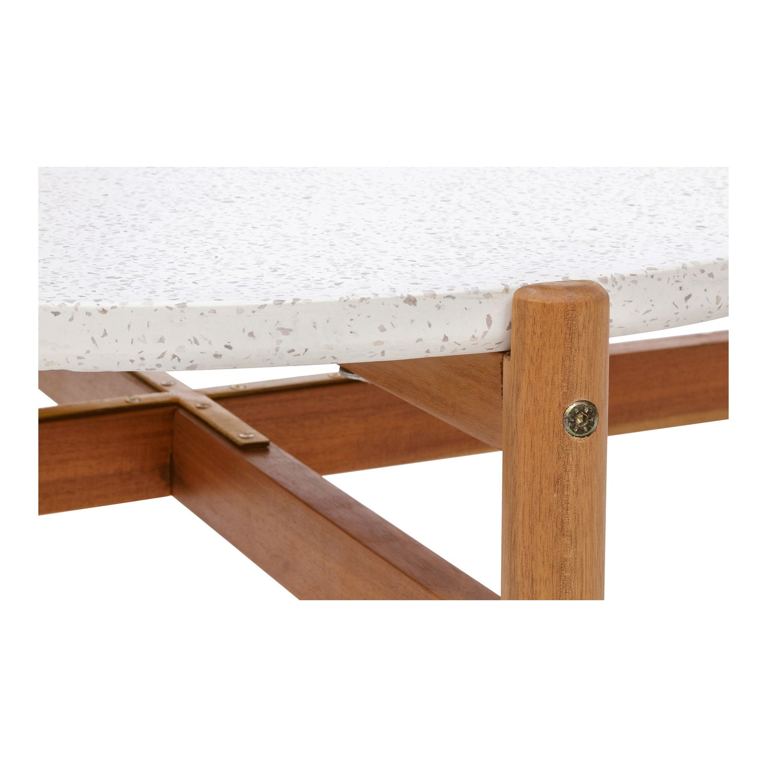 Soffbord, akacia/terazzo, natur<br>Ø84,5x38,5 cm