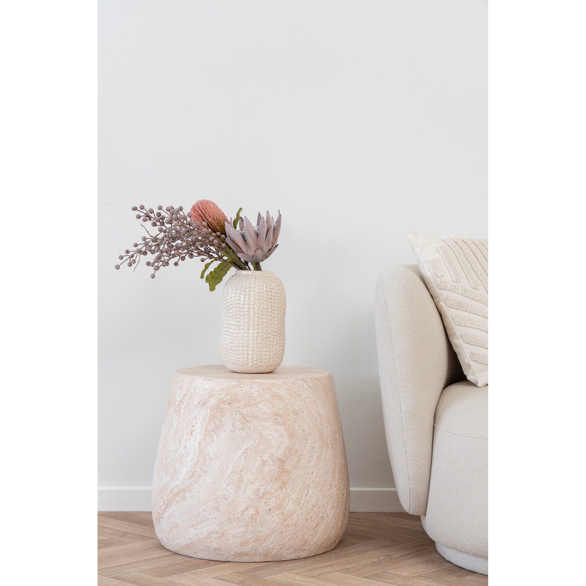 Sidobord, fiberlera, natur<br>Ø47.5x41 cm