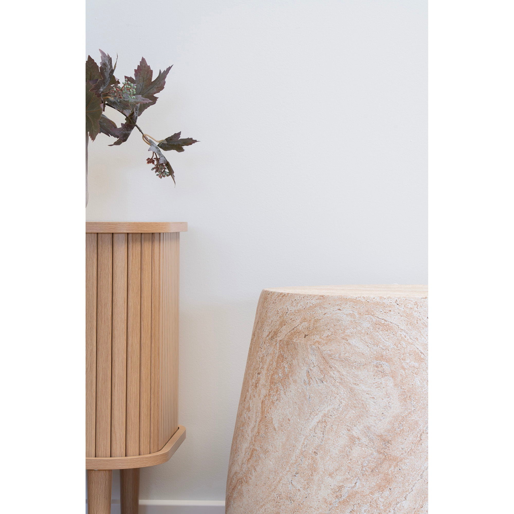 Sidobord, fiberlera, natur<br>Ø47.5x41 cm