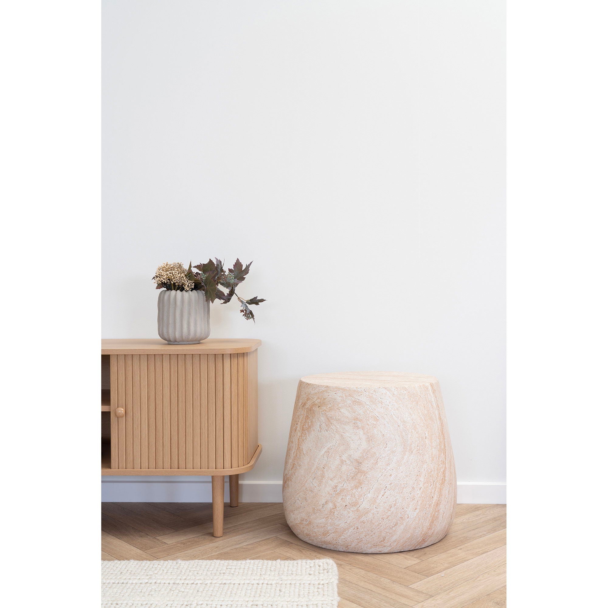 Sidobord, fiberlera, natur<br>Ø47.5x41 cm