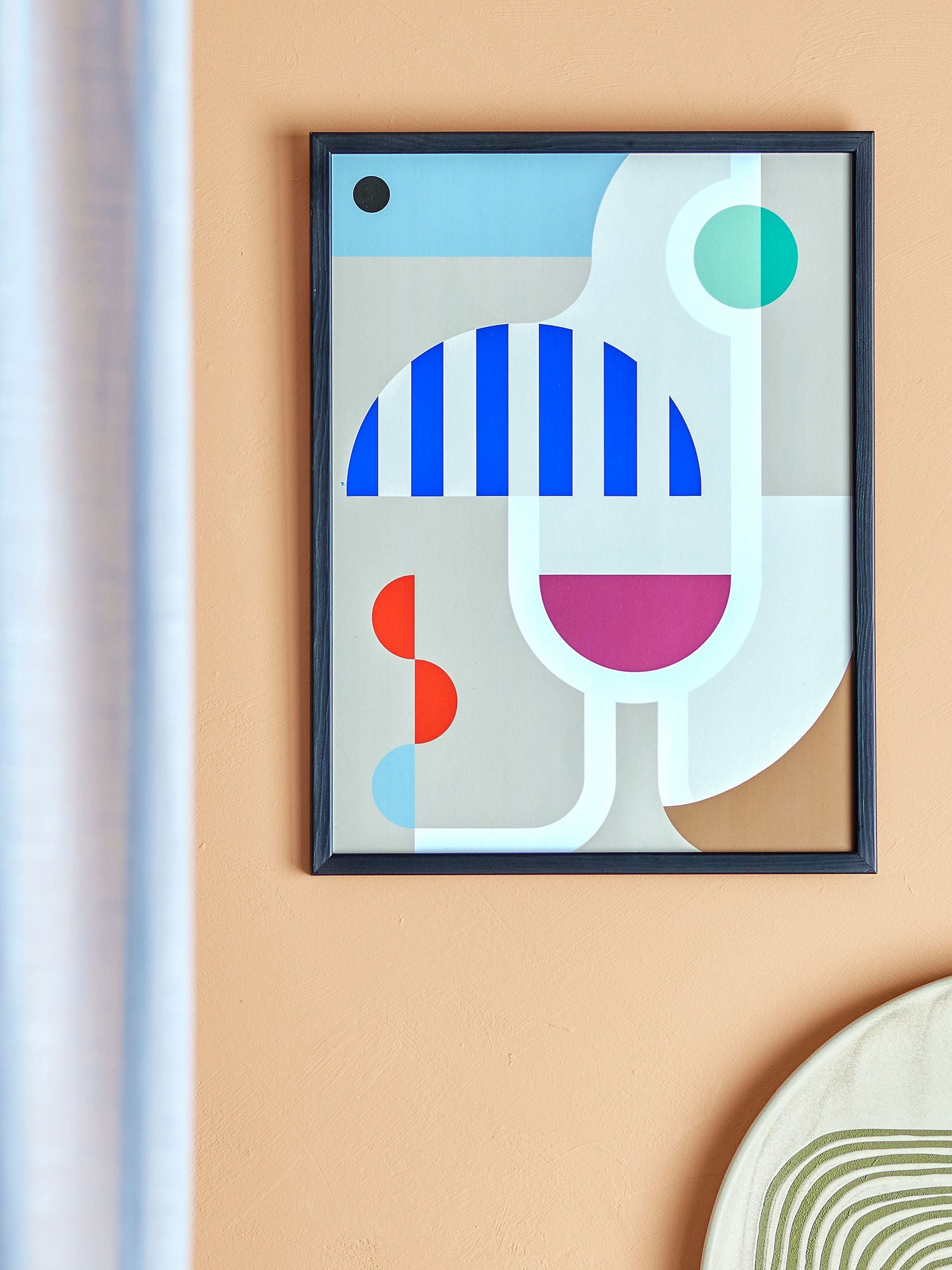 Bloomingville vinillustration med ram, svart, kille