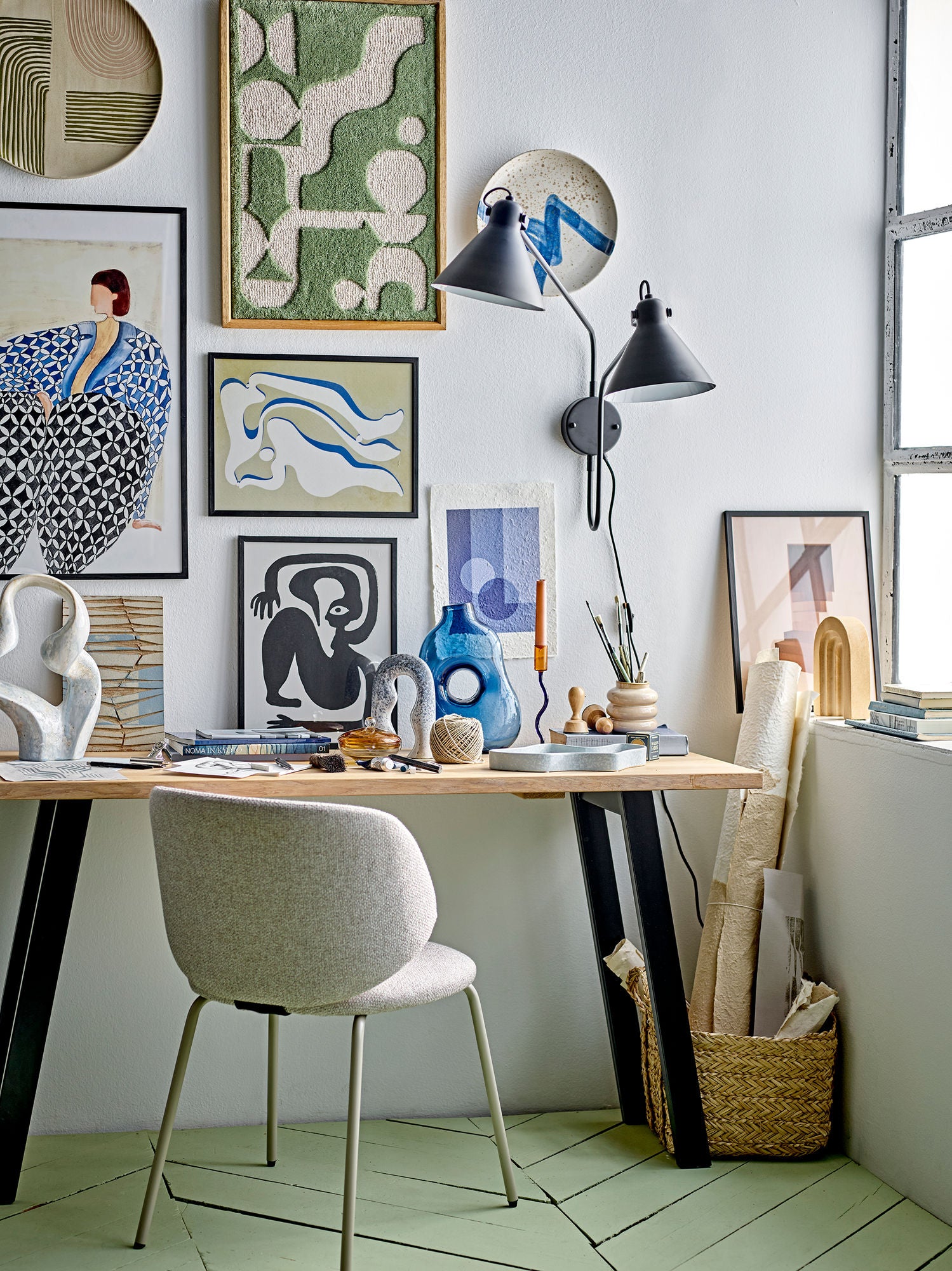Bloomingville Vivianne illustration med ram, svart, kille