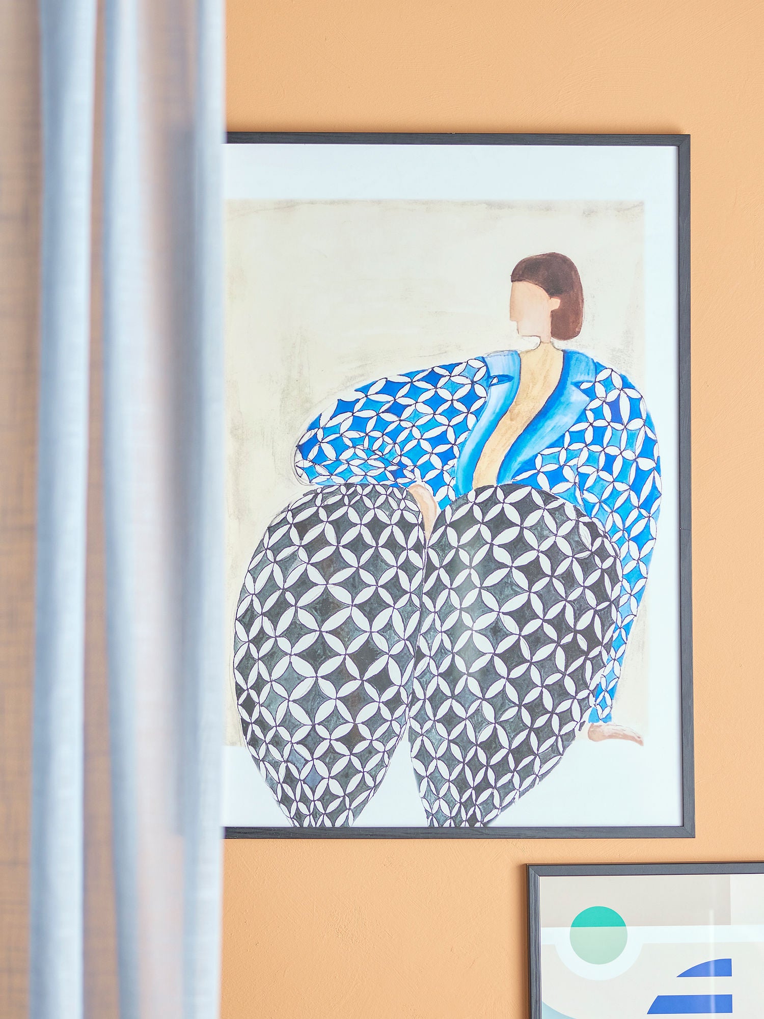 Bloomingville Vivianne illustration med ram, svart, kille