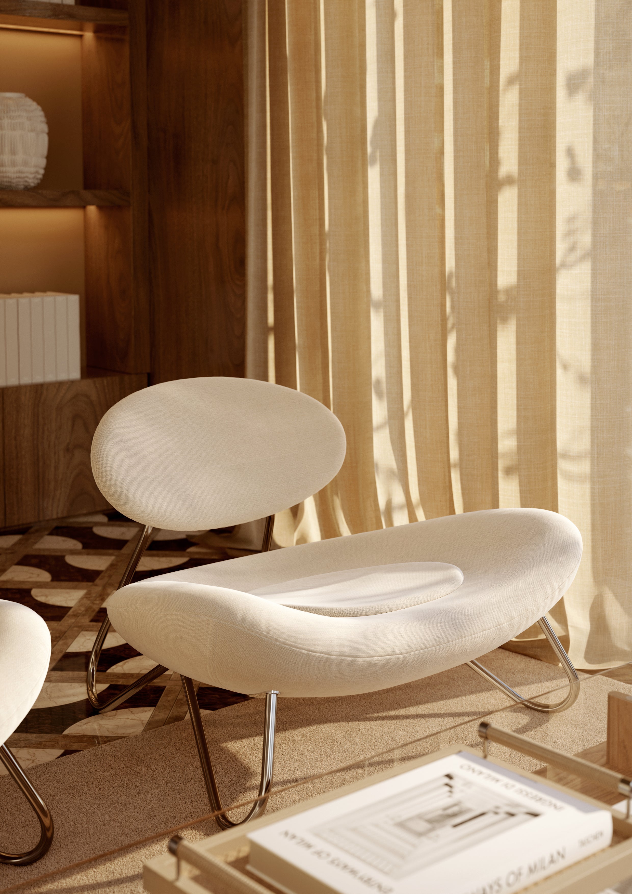 Meadow Lounge Chair - Vit/Krom