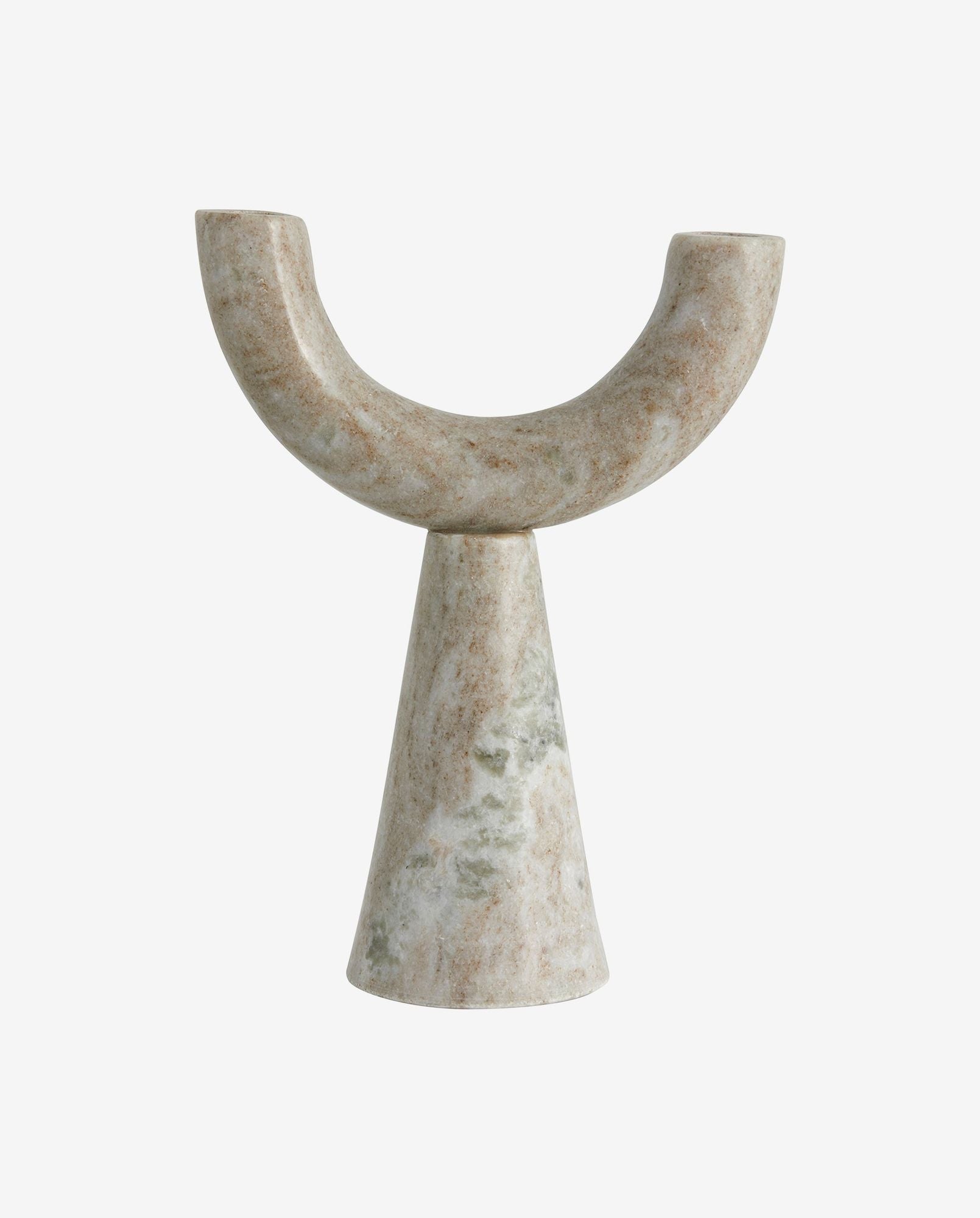 Rif ljusstake i marmor - H26,5 cm - ljusbrun