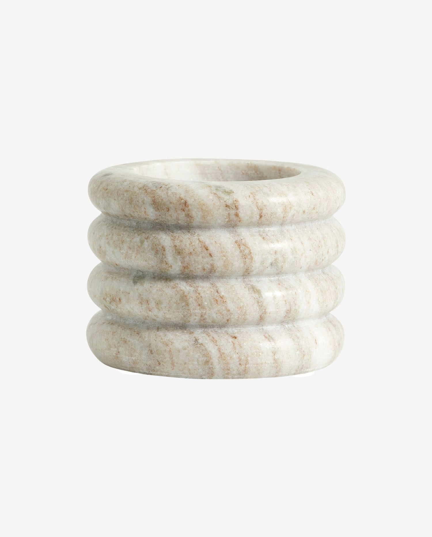 Otok ljusstake i marmor - stor - h8 cm - ljusbrun