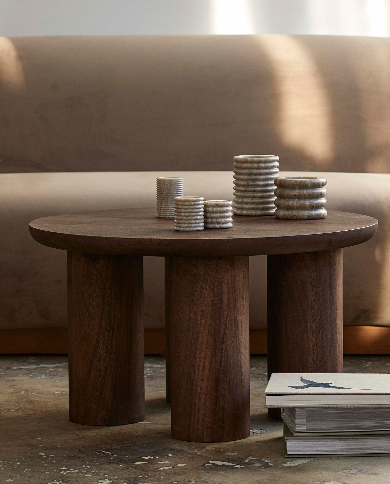 Otok Candlestick in Marble - x -Large - H12 CM - Light Brown