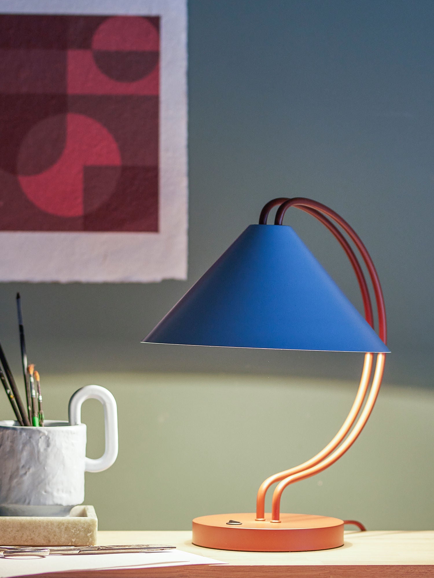 Bloomingville Janya bordslampa, röd, metall