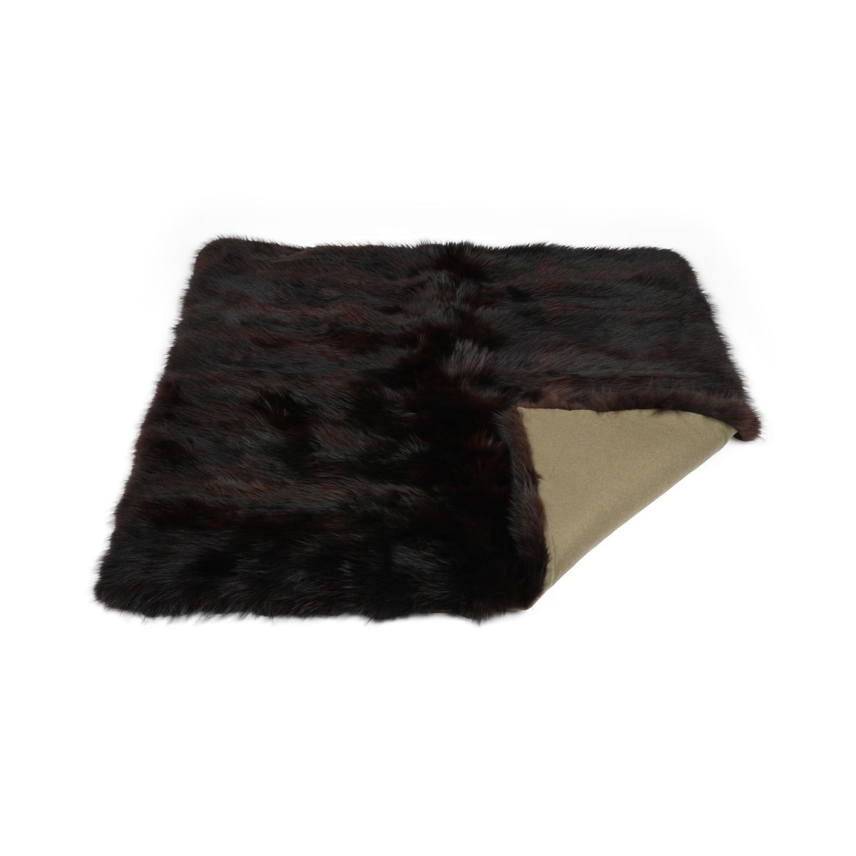 Premium rävpläd | Kashmir baksida | Mörkbrun | 150x150 cm