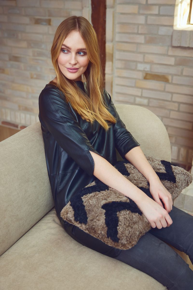 Sicksack kudde av lammskinn | Korthårig | Nya Zeeland | Dubbelsidig