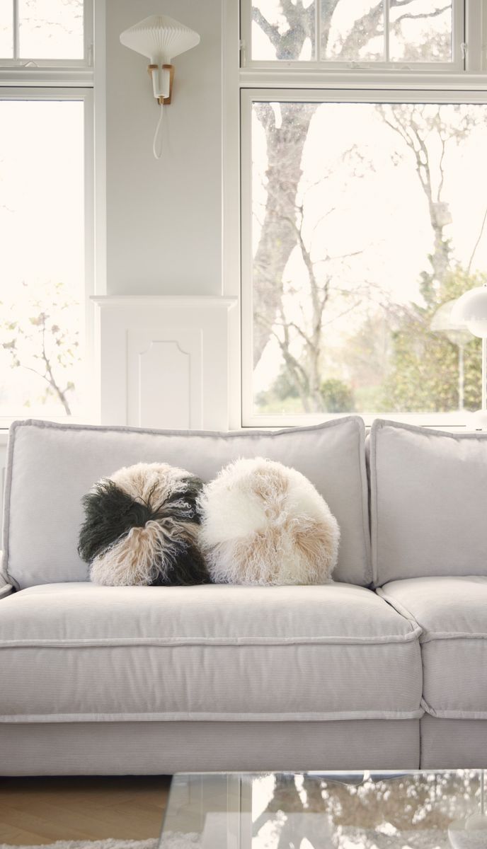 Lammskinnskudde | Lockigt | Tibet | Ø45 cm, Ø62 cm & Ø38 cm