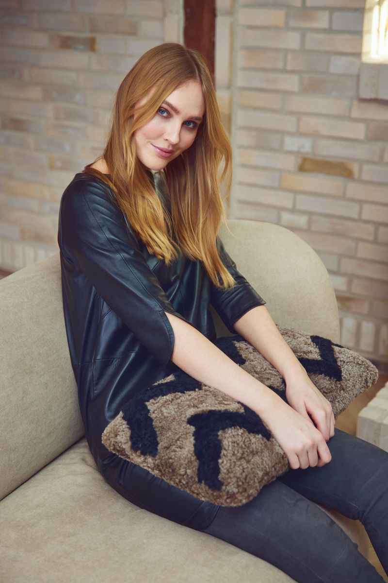 Sicksack kudde av lammskinn | Korthårig | Nya Zeeland | Dubbelsidig