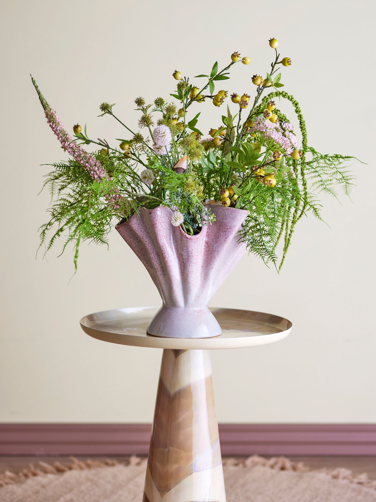 Bloomingville Plier Vase, Rosa, stengods