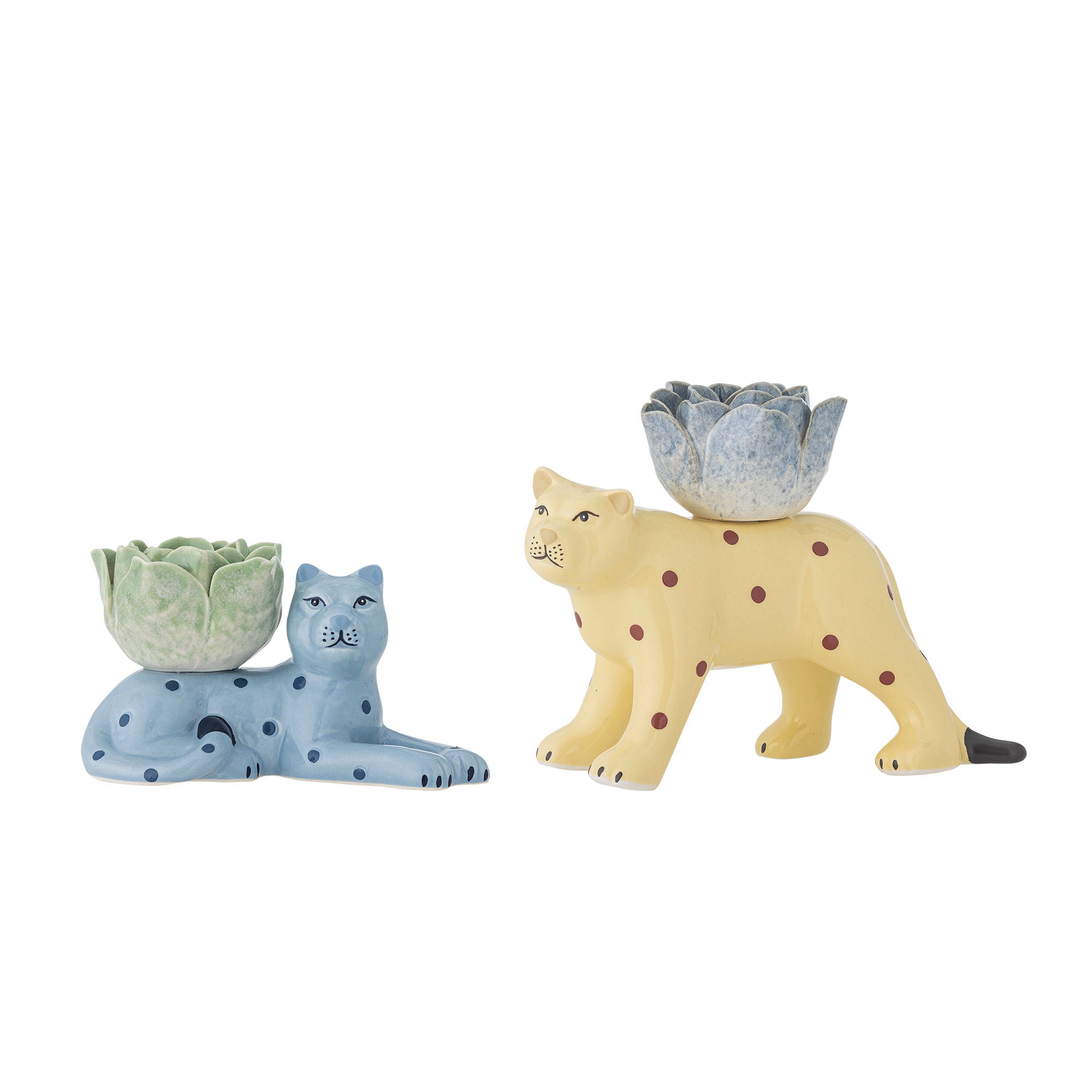 Bloomingville Rory Candlestick, Blue, Stoneware