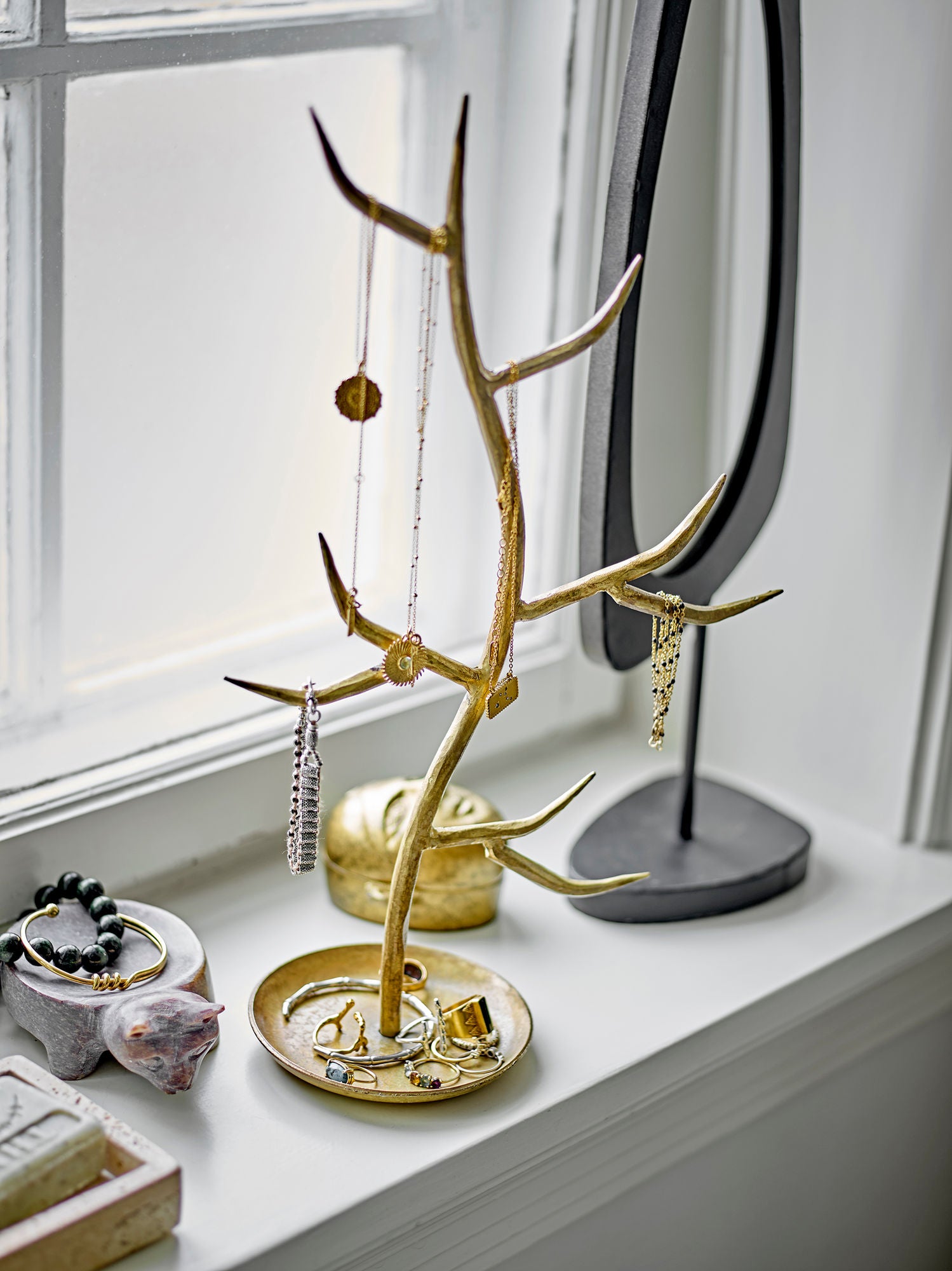 Bloomingville avoa bordspegel, svart, glas